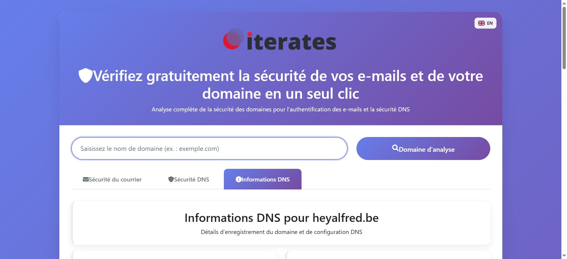 Les informations du résultat sont indiqués ici.