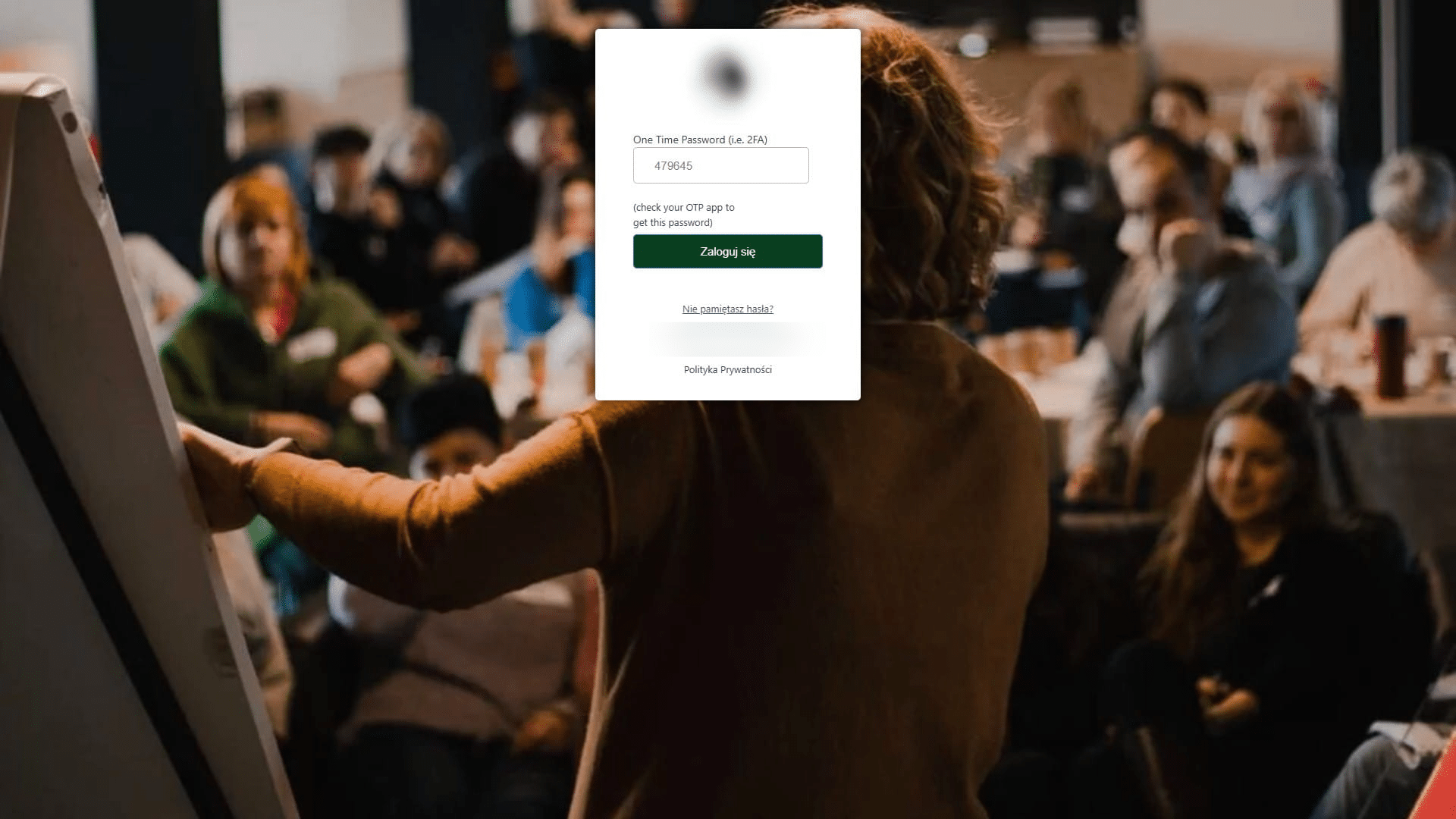 In this field enter one-time password (OTP) from your Authentication App