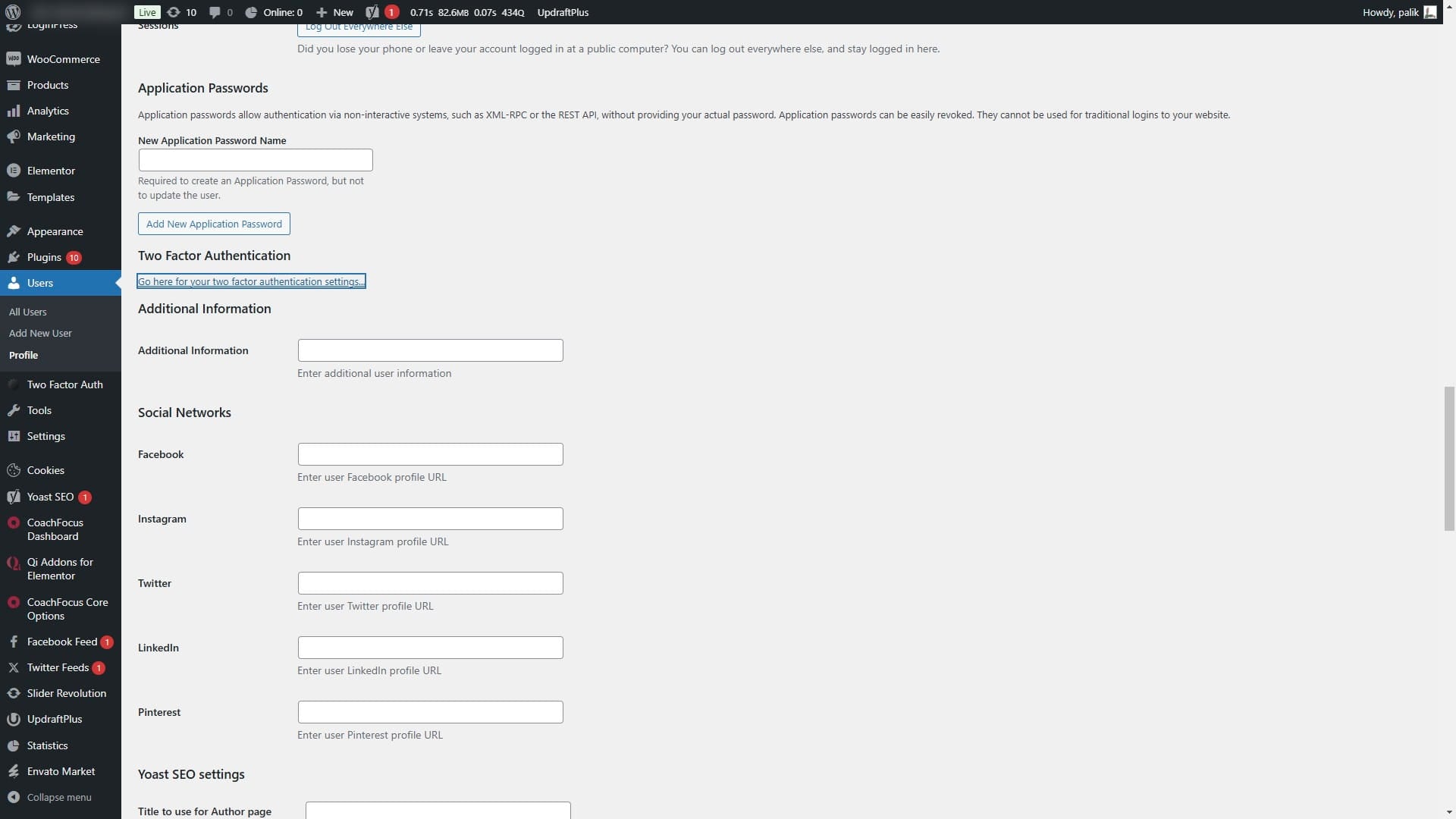 Click on "Go here for your two factor authentication setting"