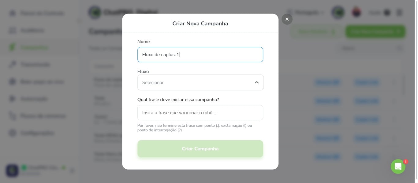 Click on "Selecionar"