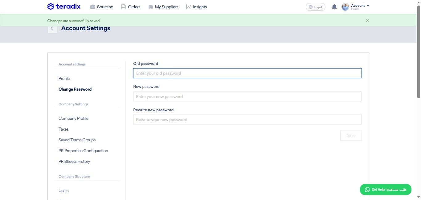 Click on "Change Password", to renew your current password.
But; if you forgot password, navigate here (https://app.teradix.com/forget_password/password_recovery)