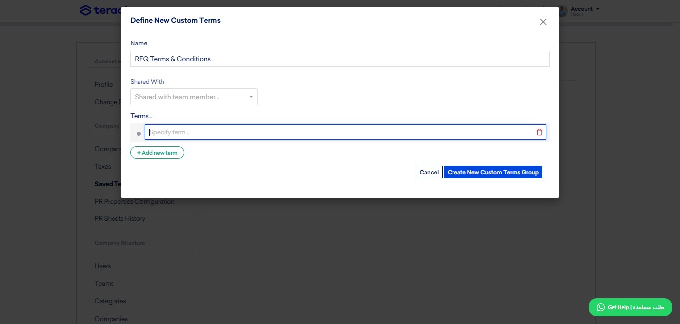 Write your Terms line by line.