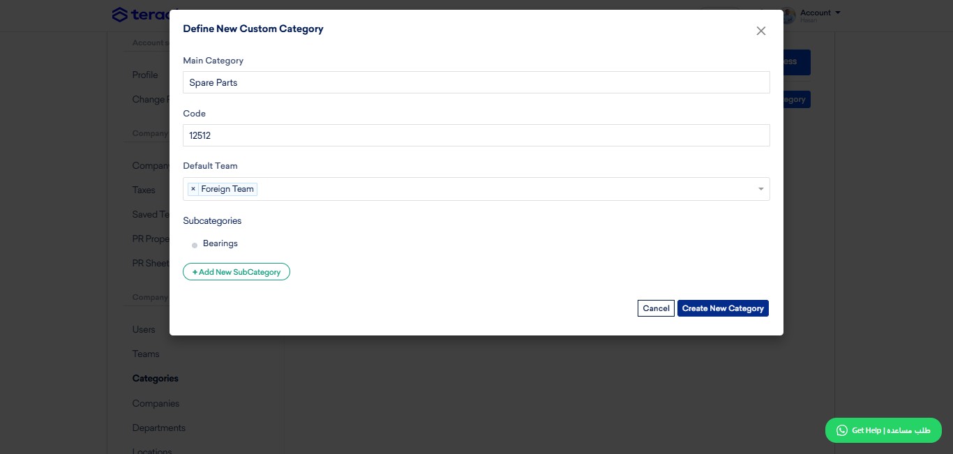 Click on "Create New Category" to finish creating this category.