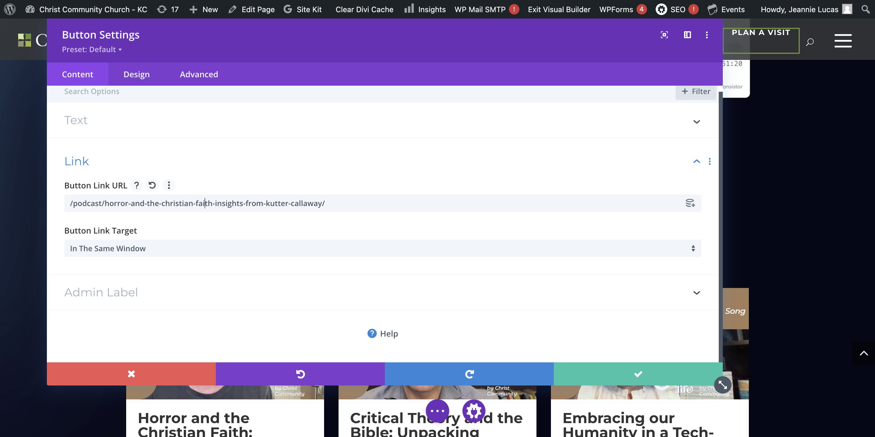 CLICK the Button link URL and PASTE in the URL from the PODCAST EPISODE LANDING PAGE