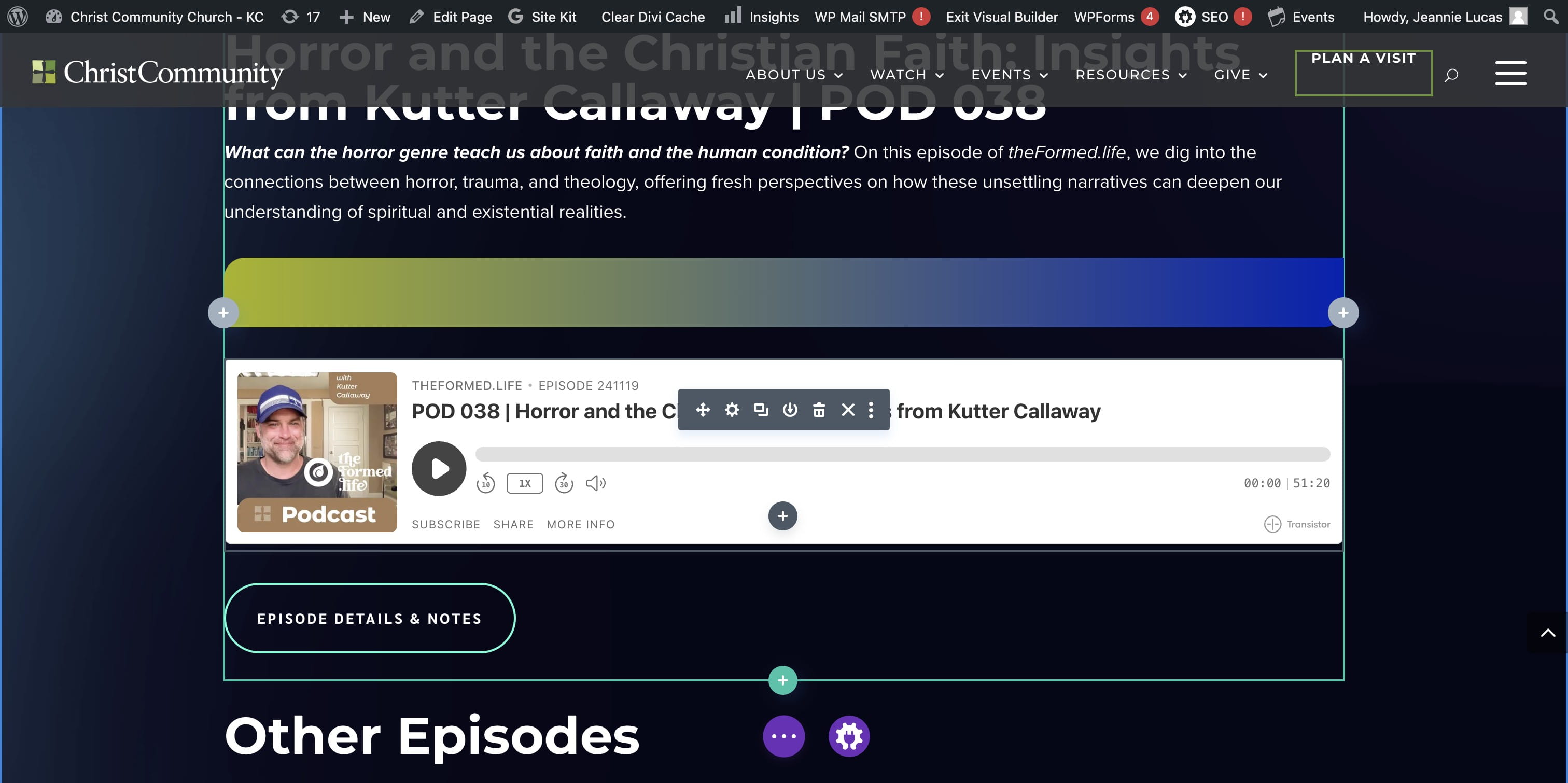 CLICK the Episode Audio section to edit the source.