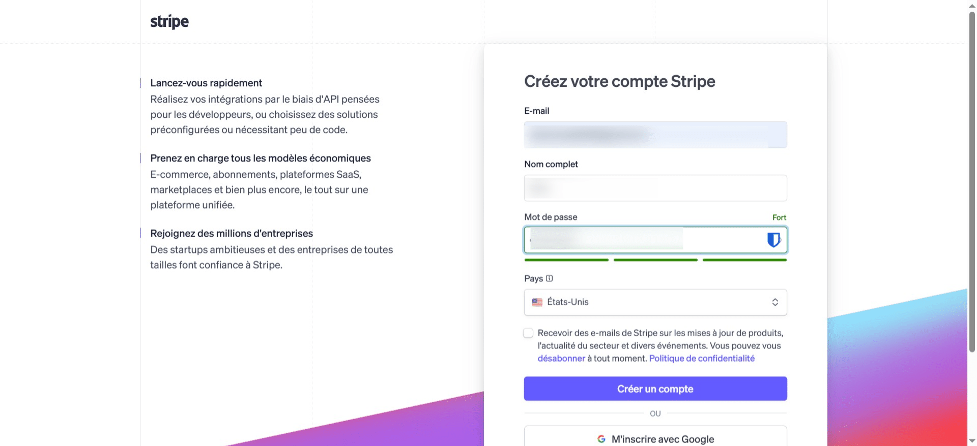 Créez votre mot de passe.