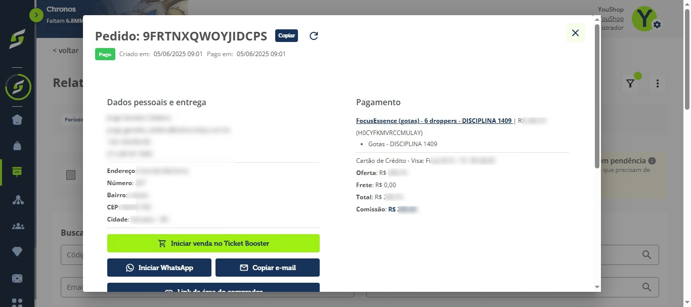 Nesta tela você terá acesso a:
&nbsp;
- Nome do comprador
- Endereço
- Informações de pagamento