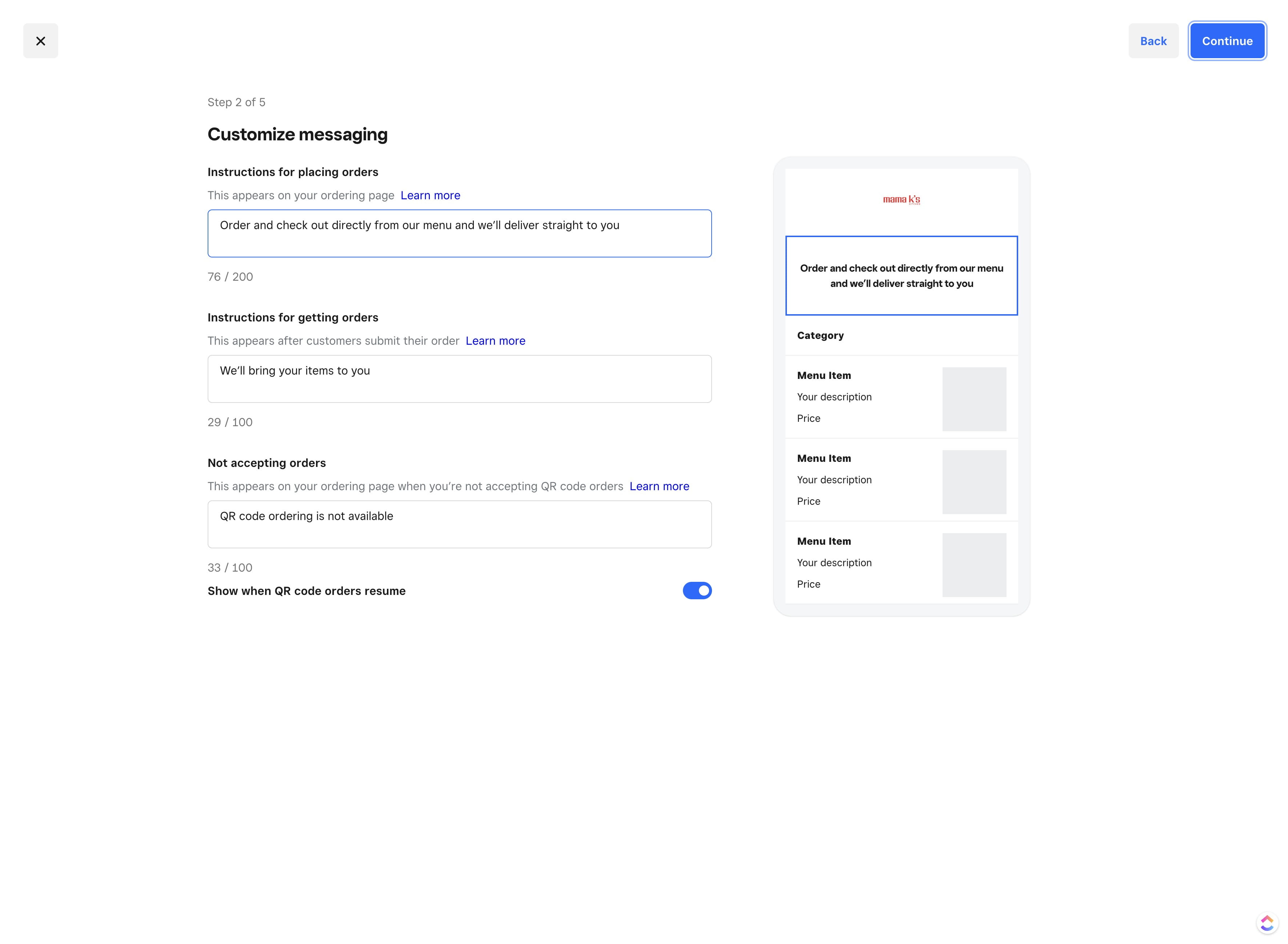 Click here and set instructions