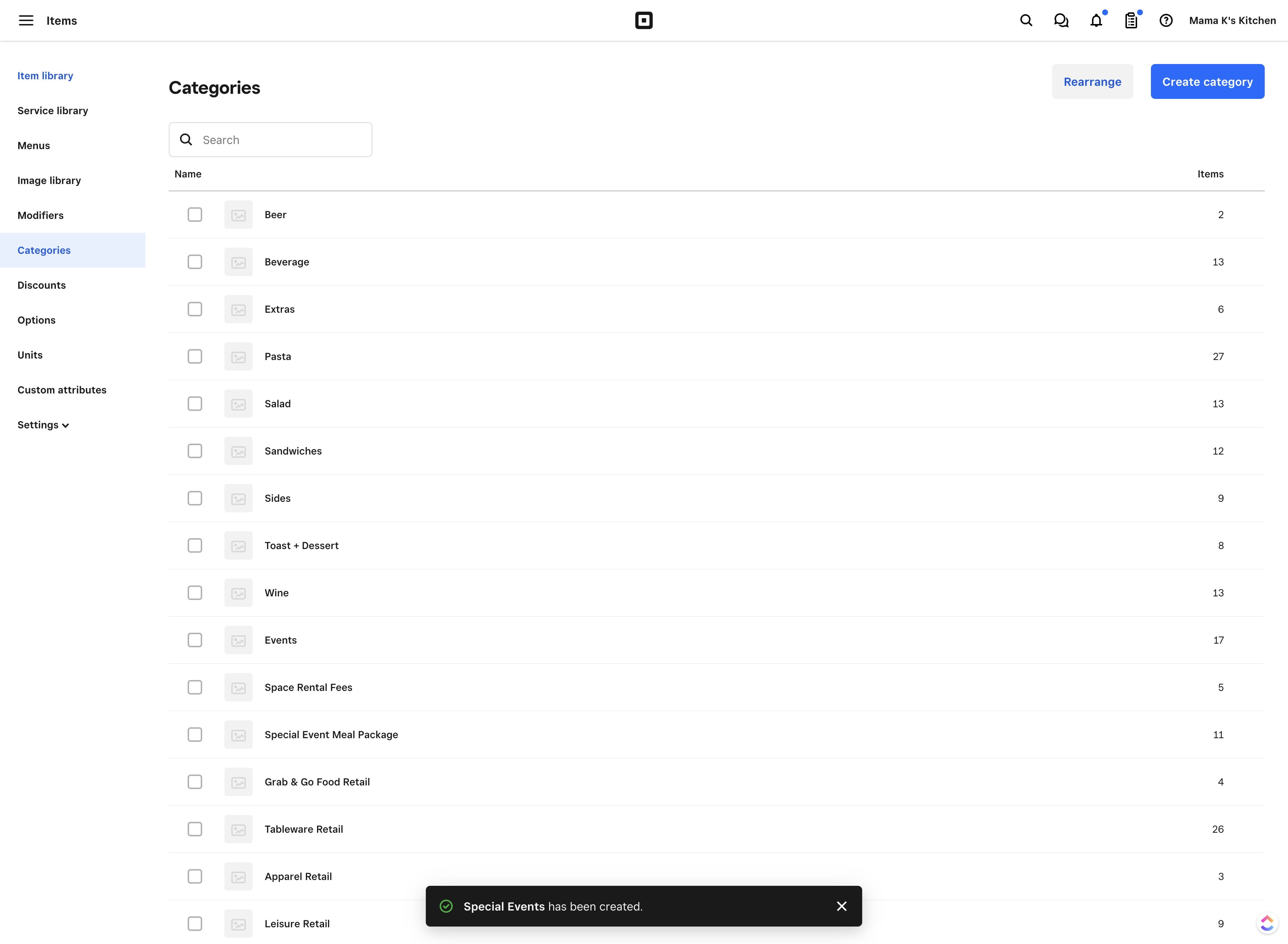 Click on "Item library"