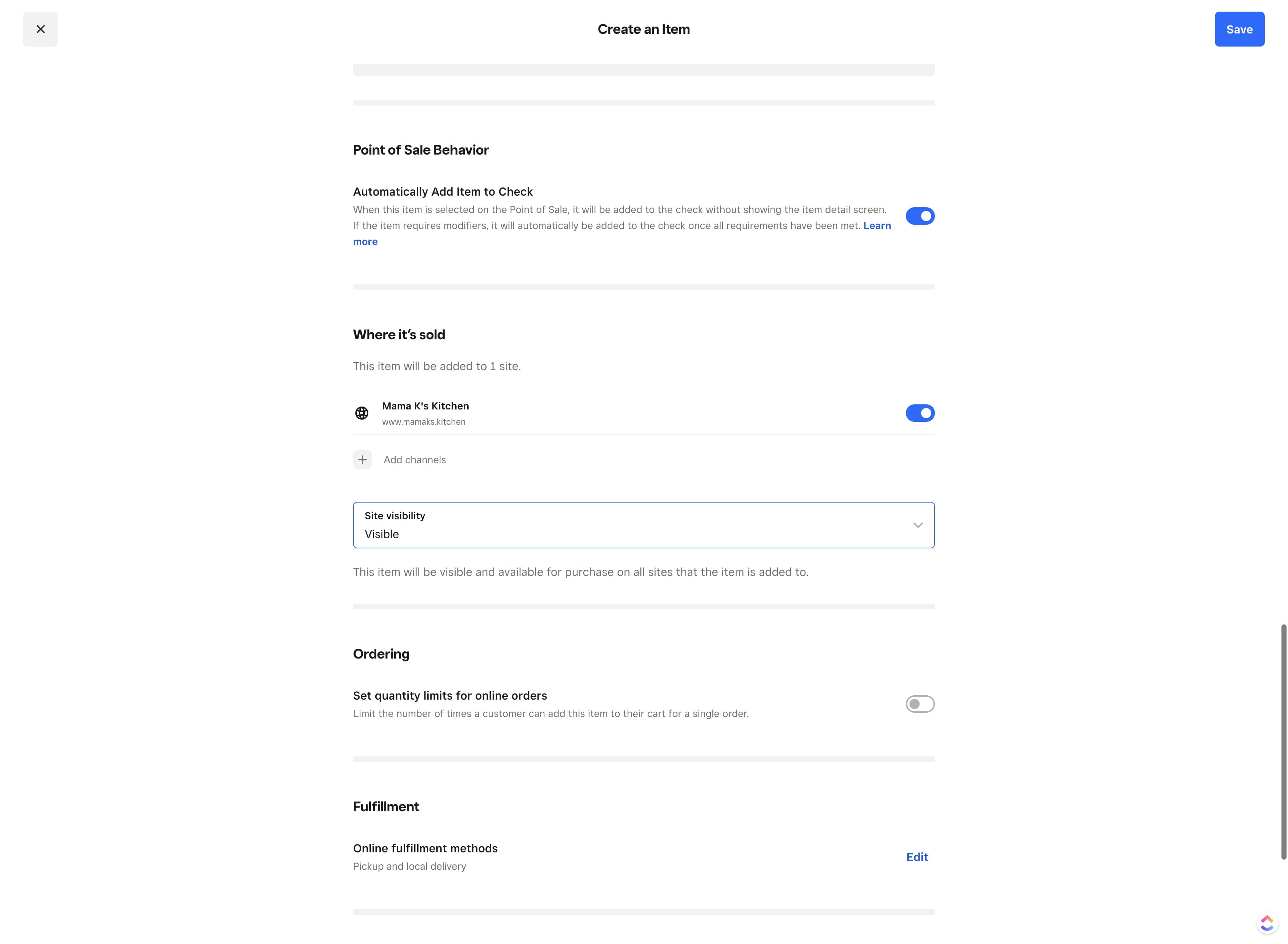 Click on "Site visibility"