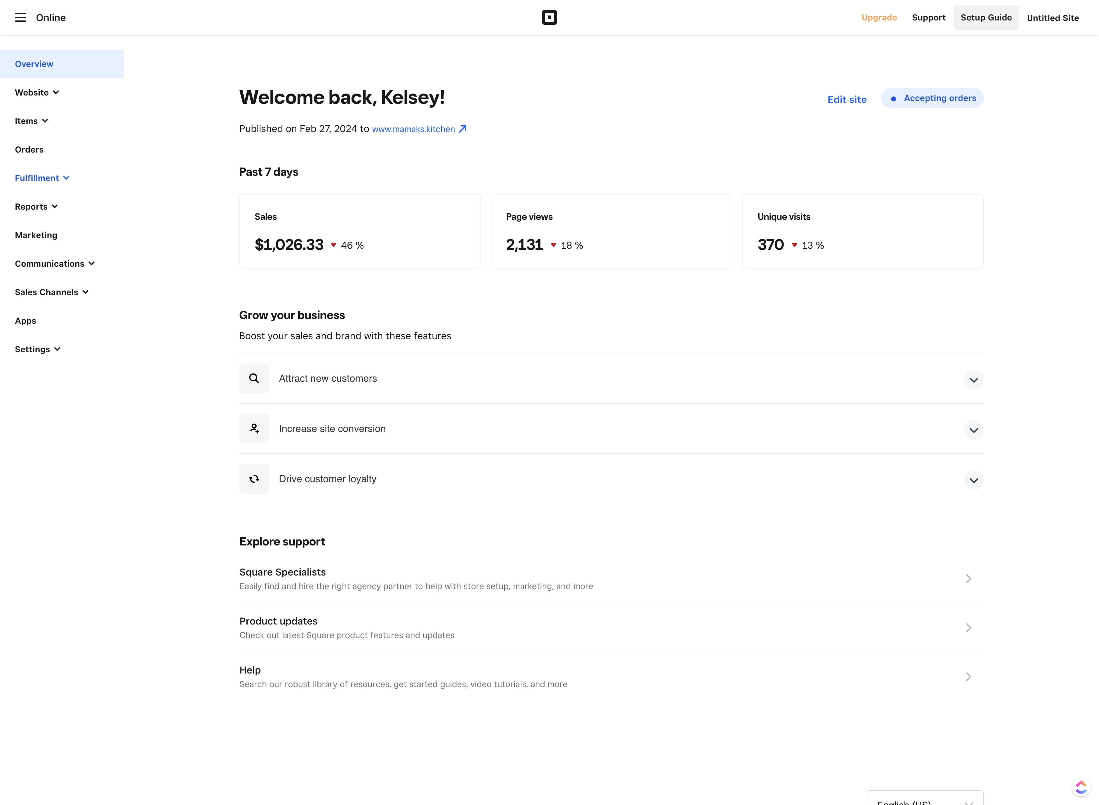Click on "Fulfillment"