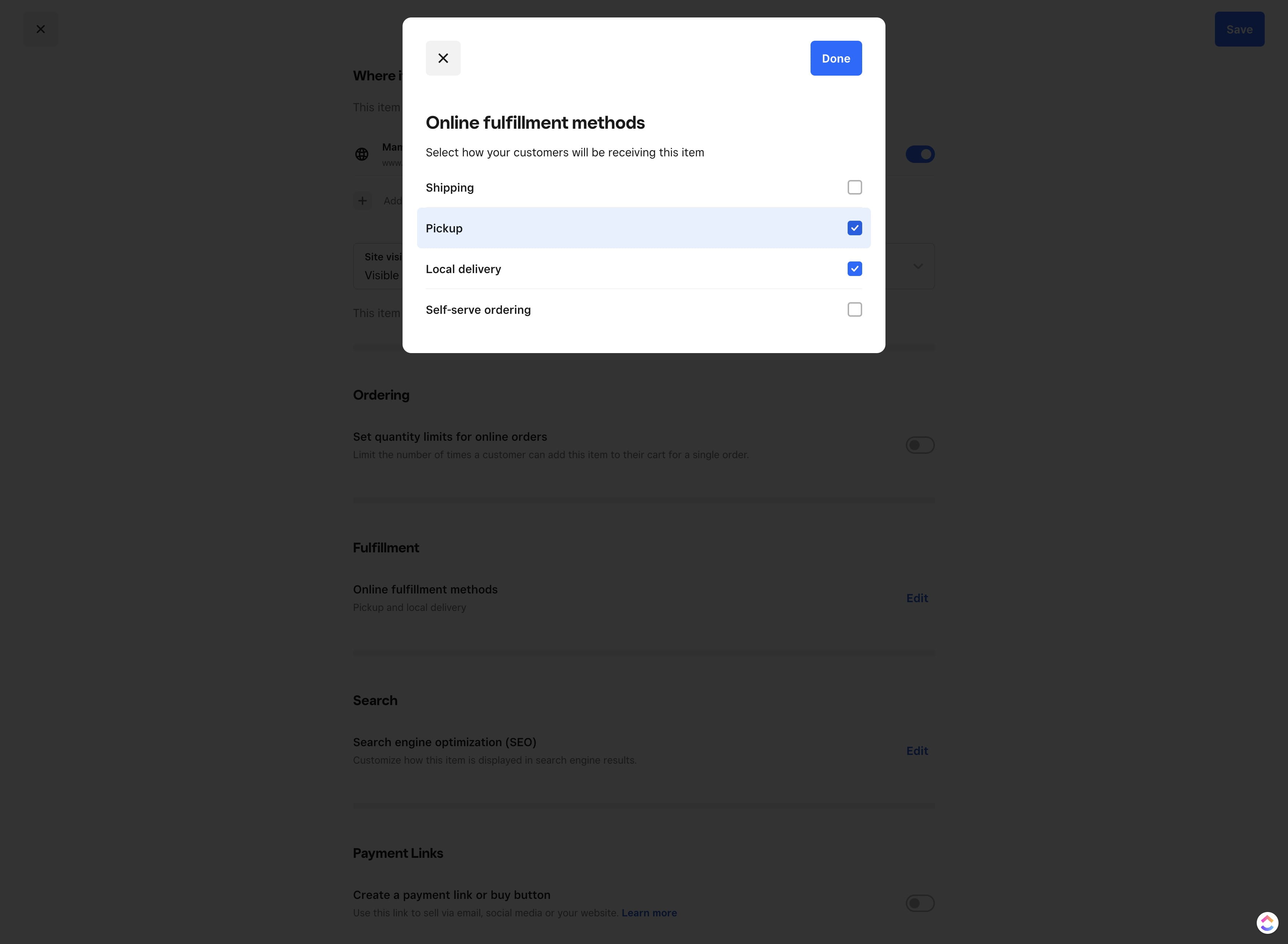 Click on "Pickup" and turn OFF