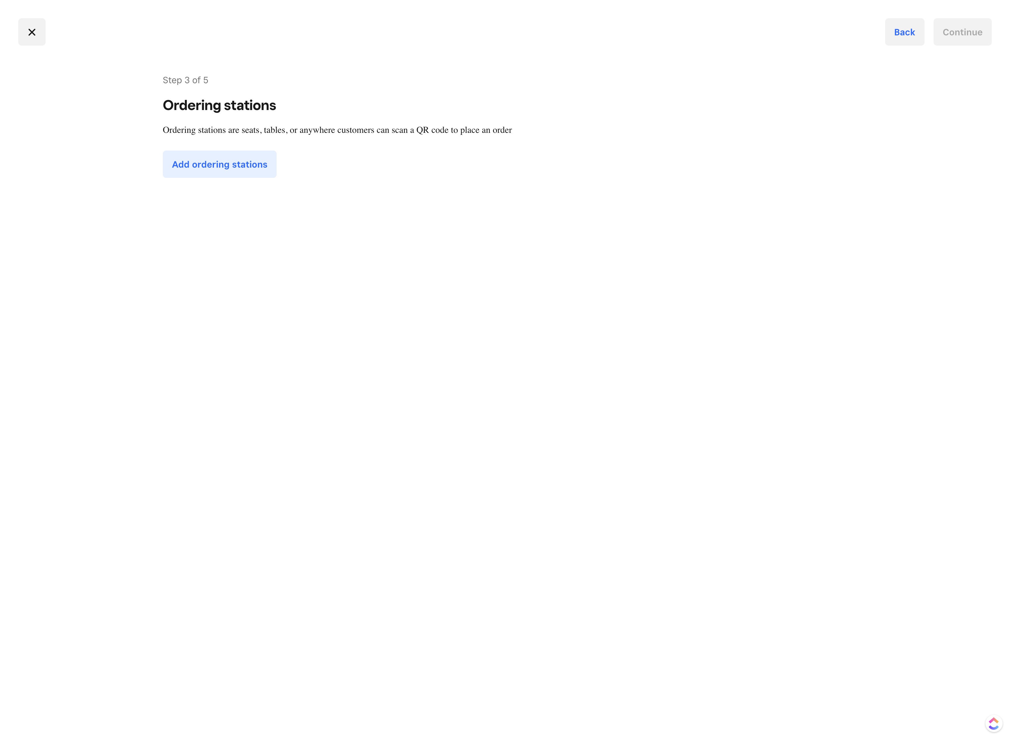 Click on "Add ordering stations"