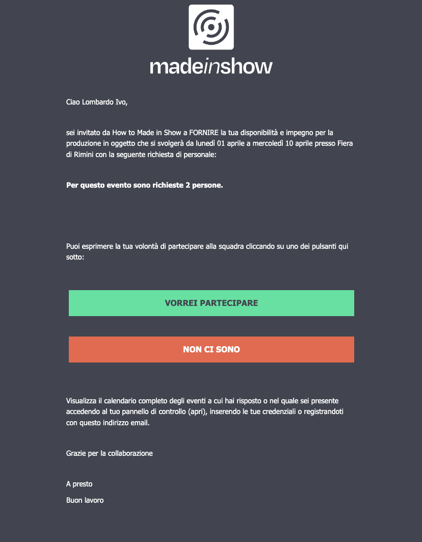 Click on "VORREI PARTECIPARE"