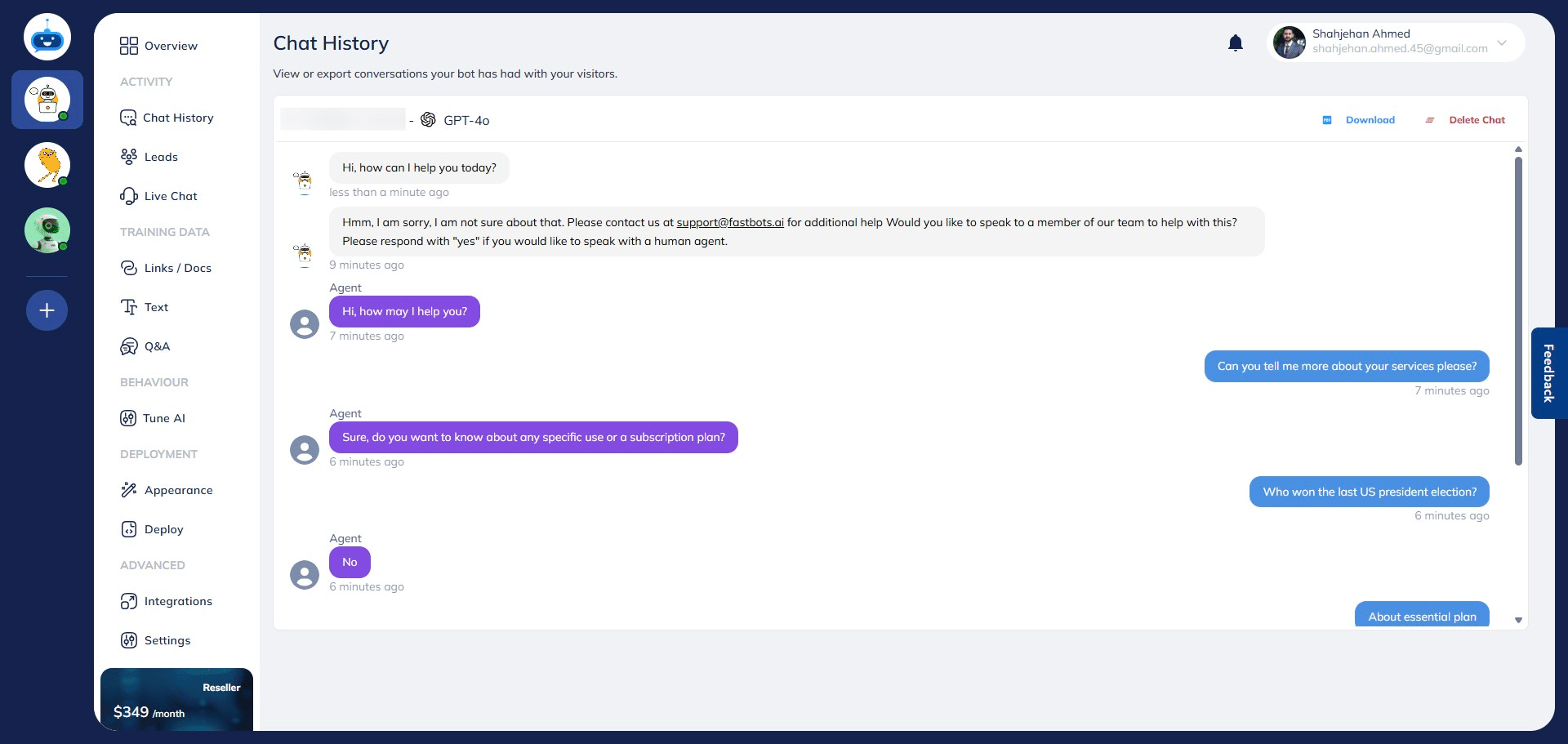 You can read the full conversation transcript here. To export it, click the **Download** button.
