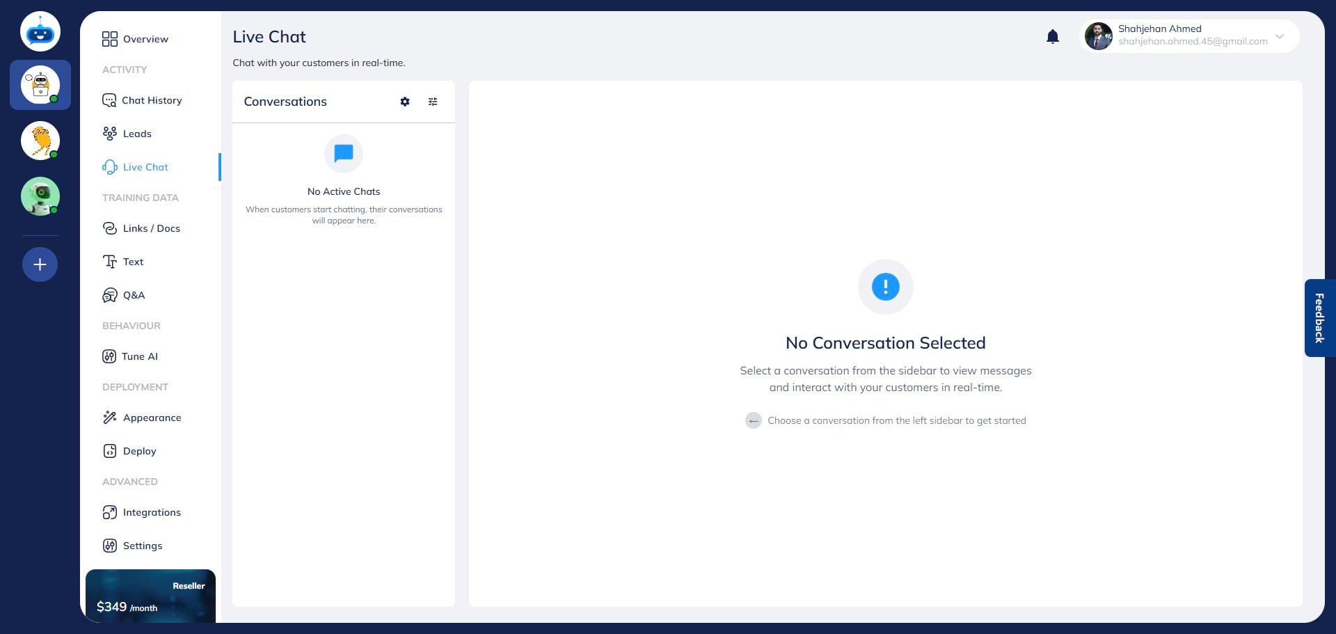 After the chat ends, it will be removed from the Live Chat page, but the conversation history remains accessible on the **Chat History** page.