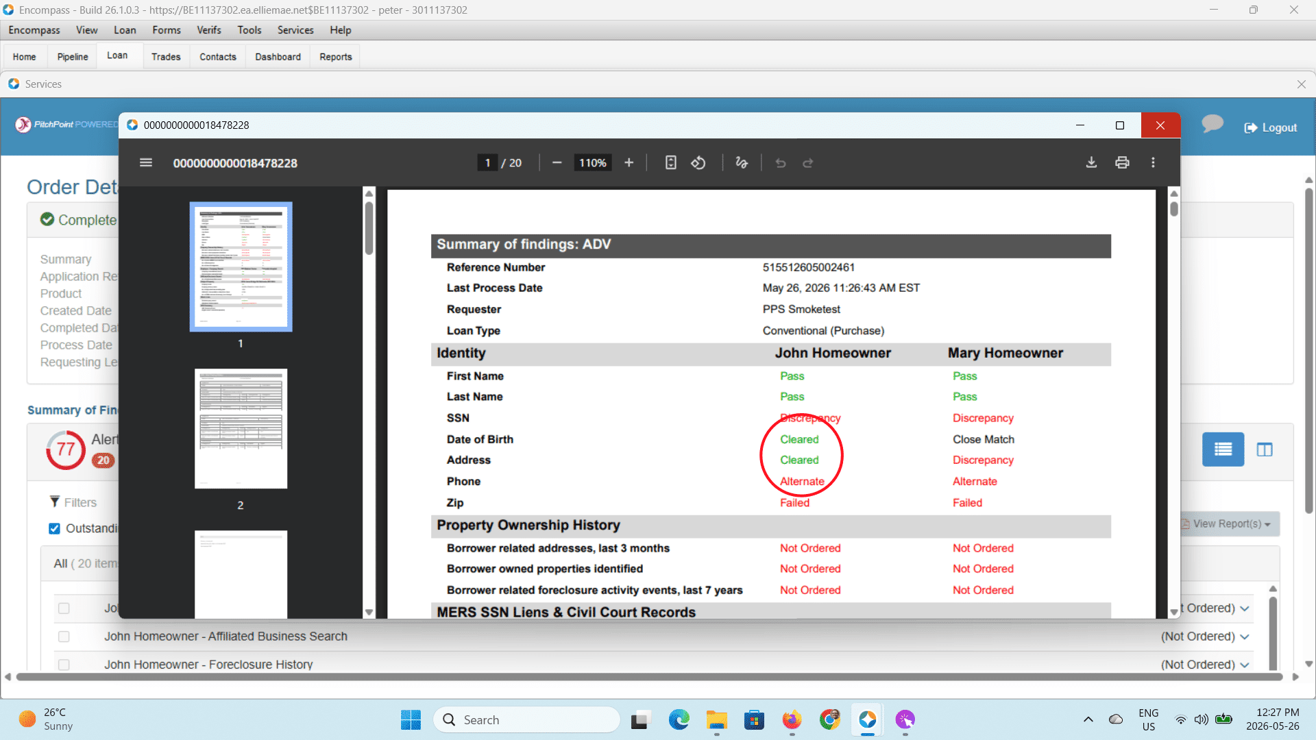 You will notice on your report the derogatory finding now has a status of Cleared.  Your notes and attachments will also be in your report immediately after the Summary Page.