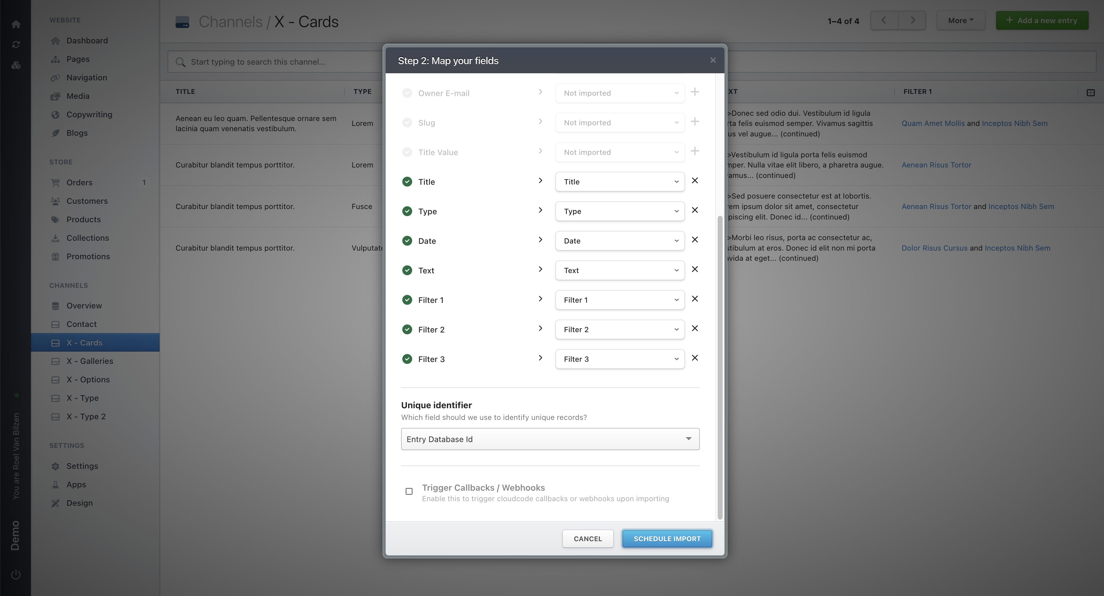 Check “Trigger Callbacks / Webhooks” to run specific code configured for your site. In most cases, this is useful for syncs or interconnected channels.