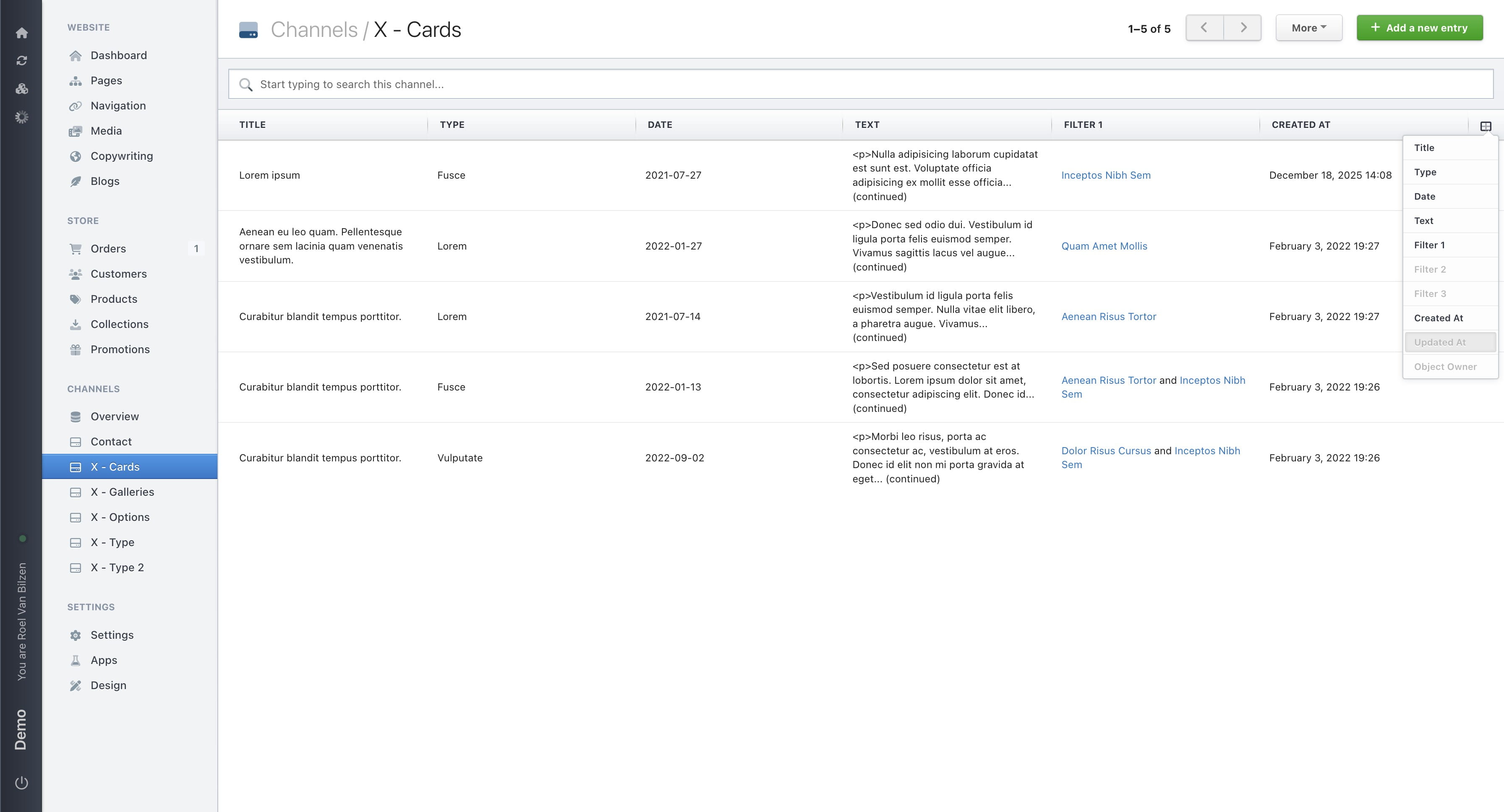 By adding the “Created At” and “Updated At” columns, you can see which entries were created or updated.