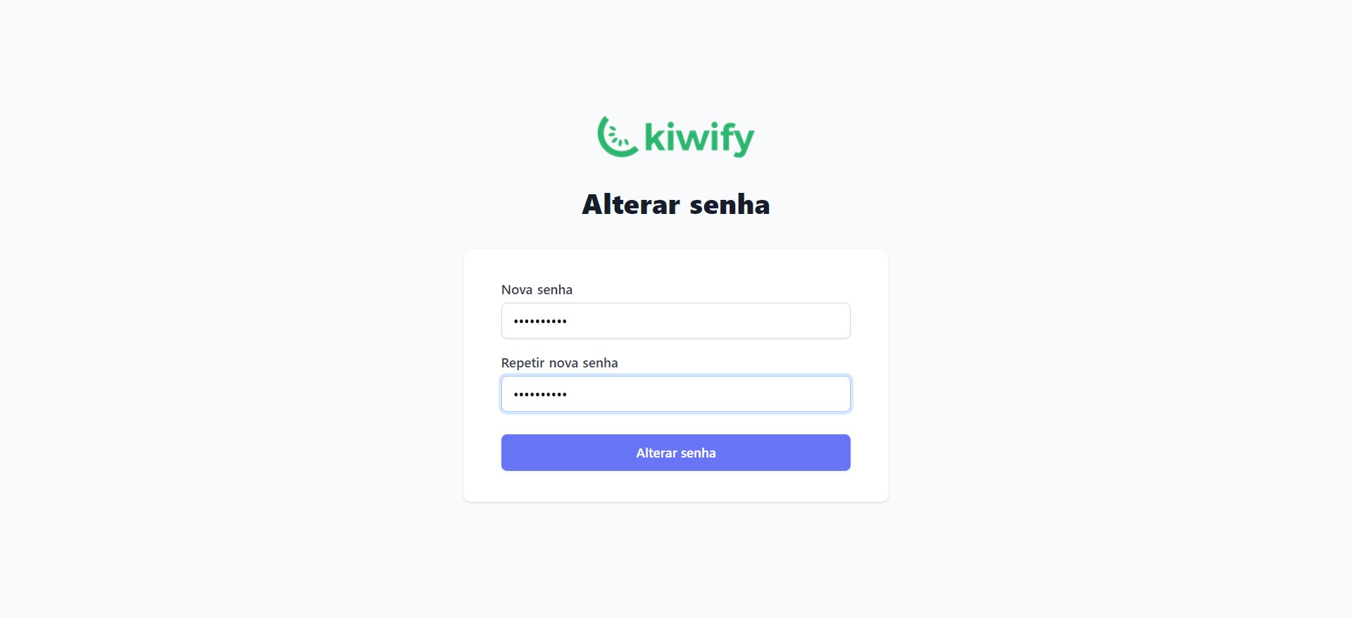 Cadastre sua nova senha e clique em "Alterar senha"