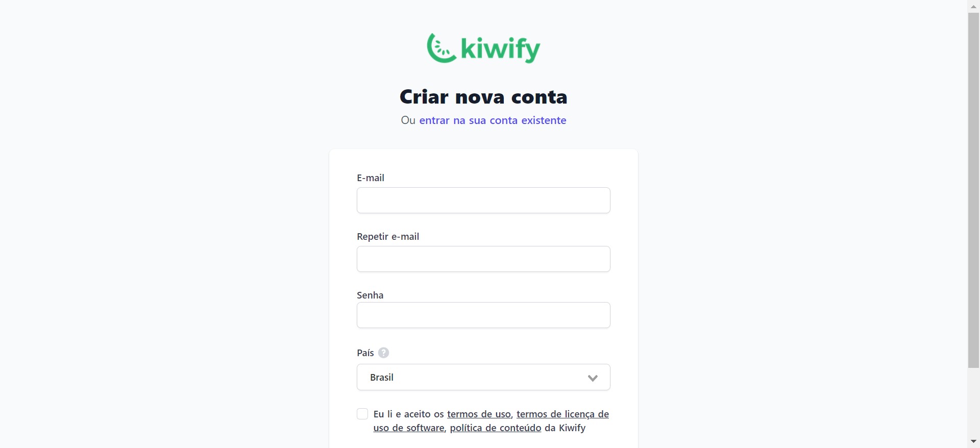Coloque seus dados e crie uma senha para o acesso