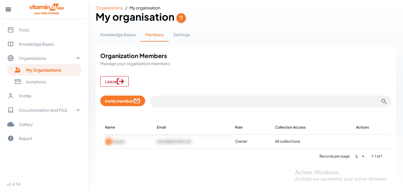 Click on "Invite member"
