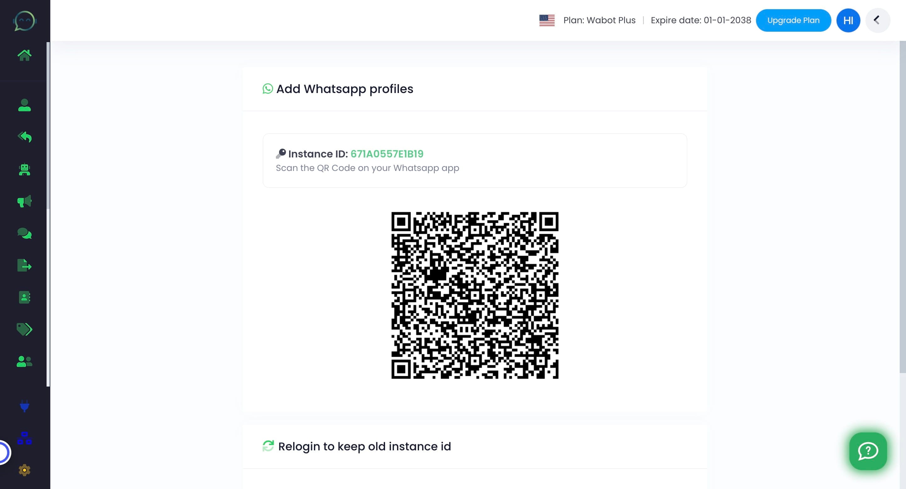 Open your WhatsApp and scan the QR code generated inside your Wabot account