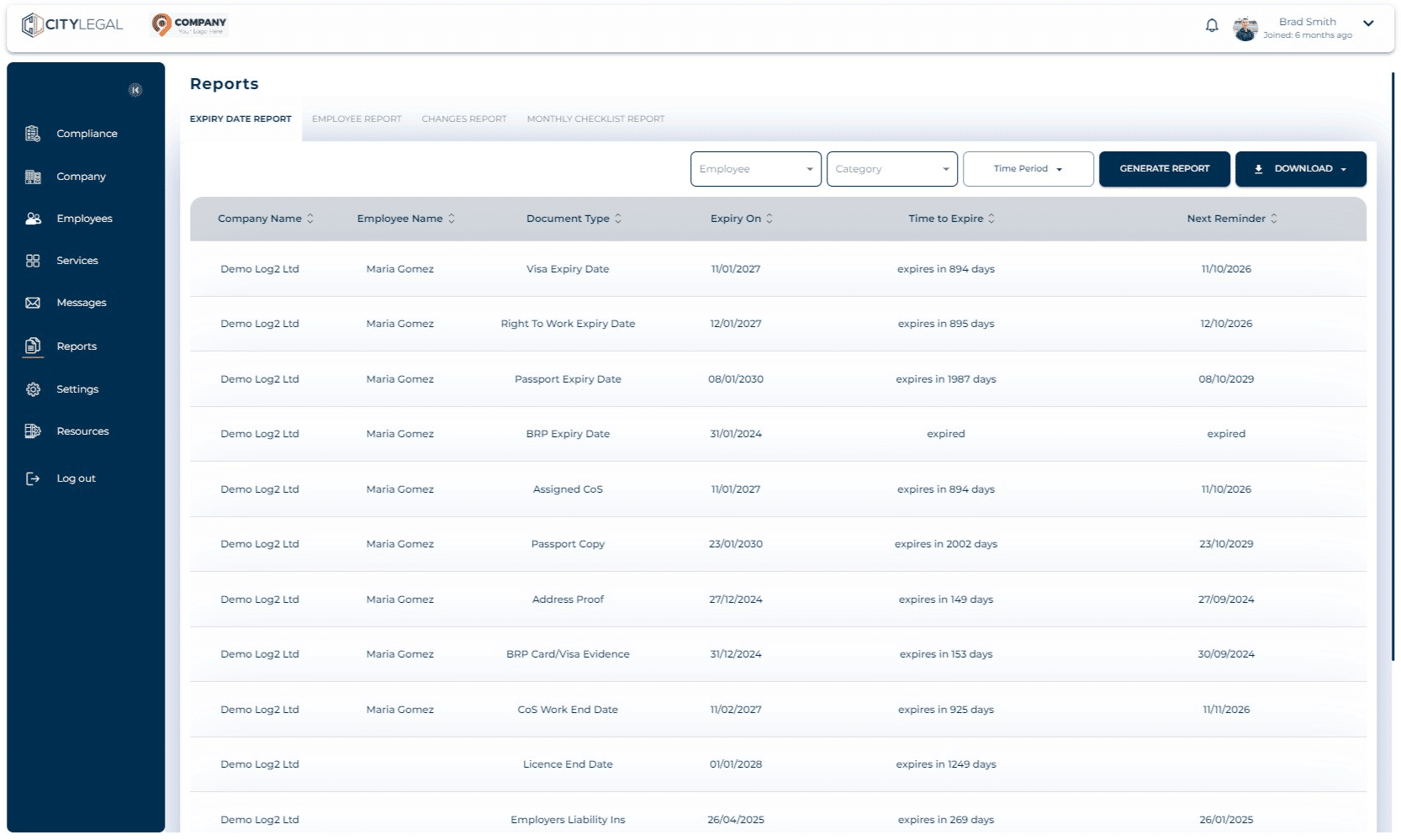 Got to "Employee Report" tab.