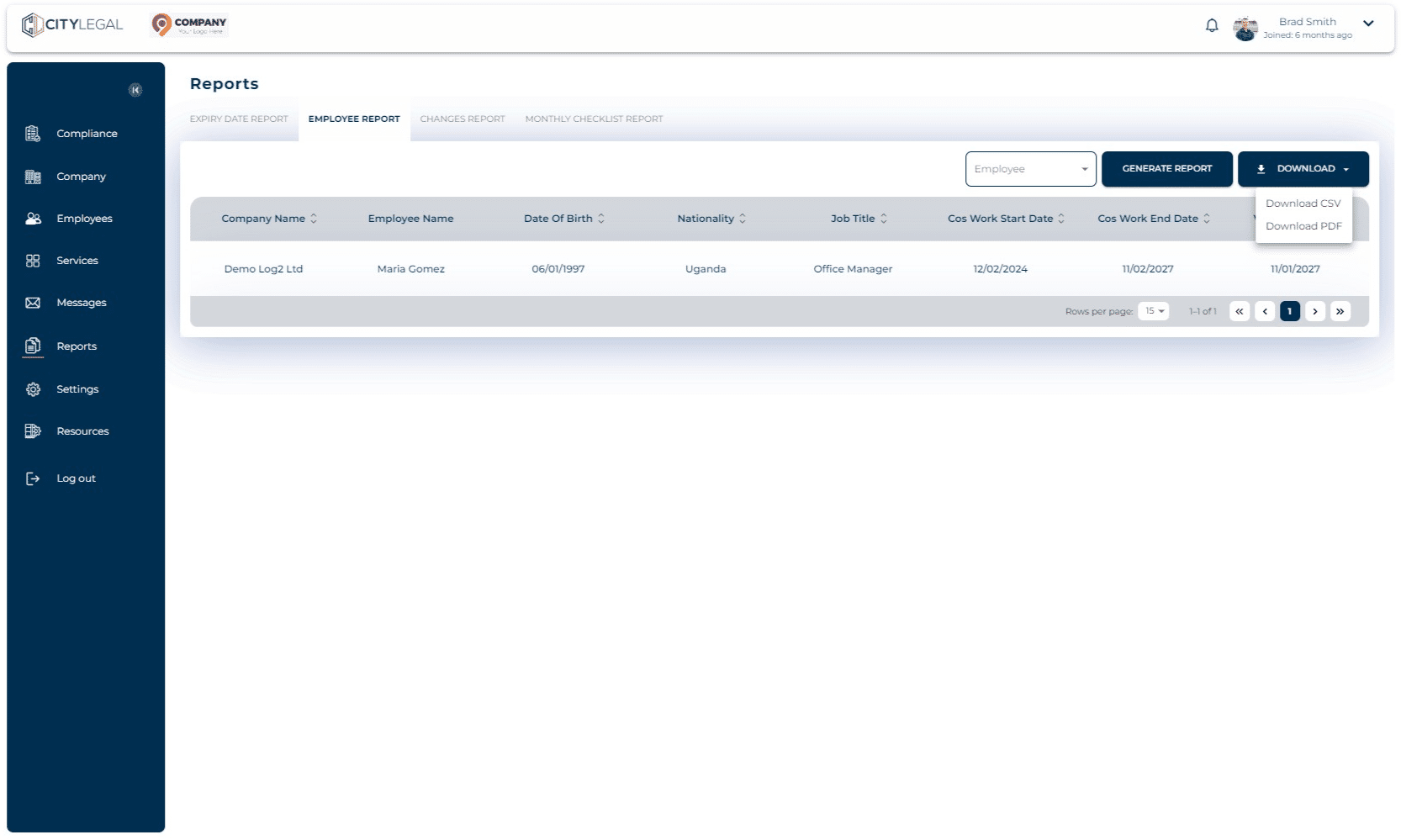 Click on "Download" which will give you two download options: PDF and CSV. This will save the file in your local system.