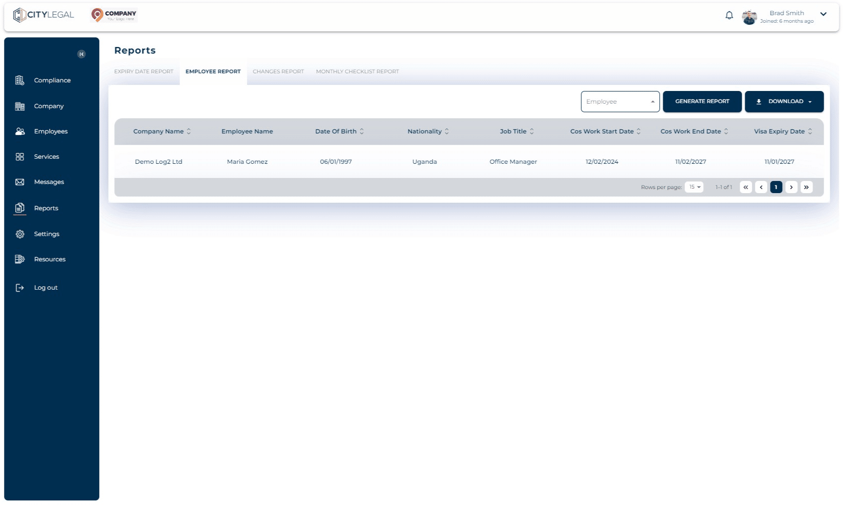 Filter by the employee for whom you want the report. Click on 'Generate Report' to see the results.