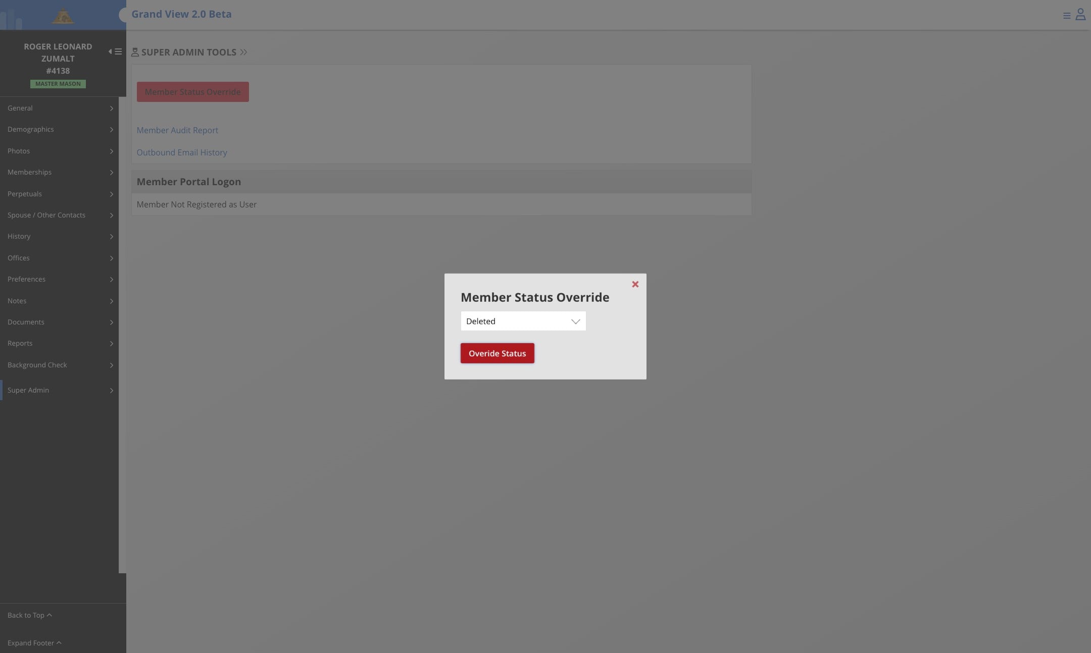 Click on "overide status"