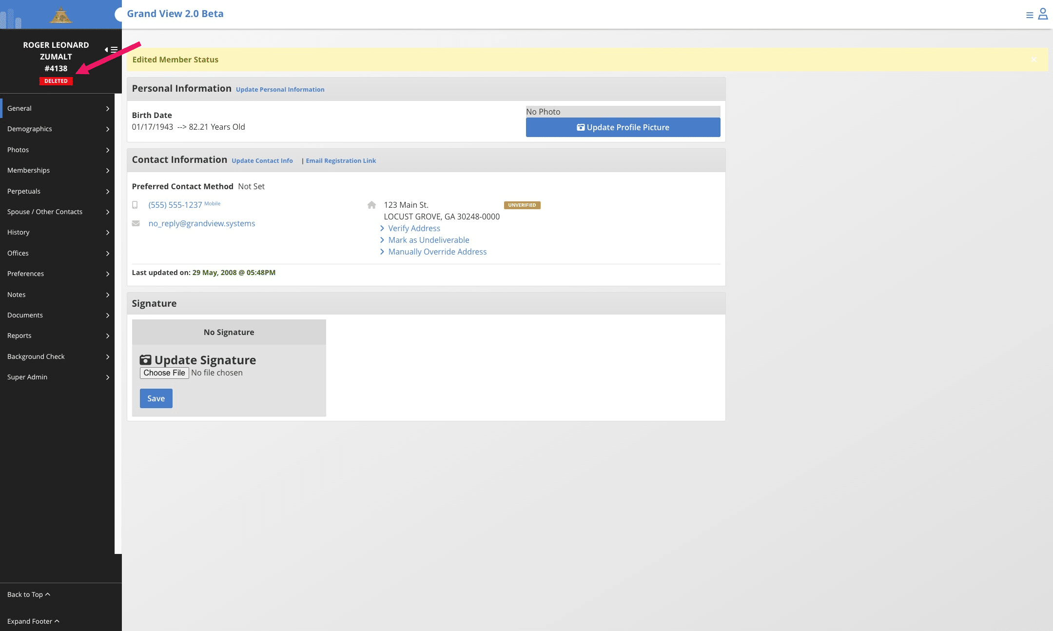Done, member is now marked as deleted.