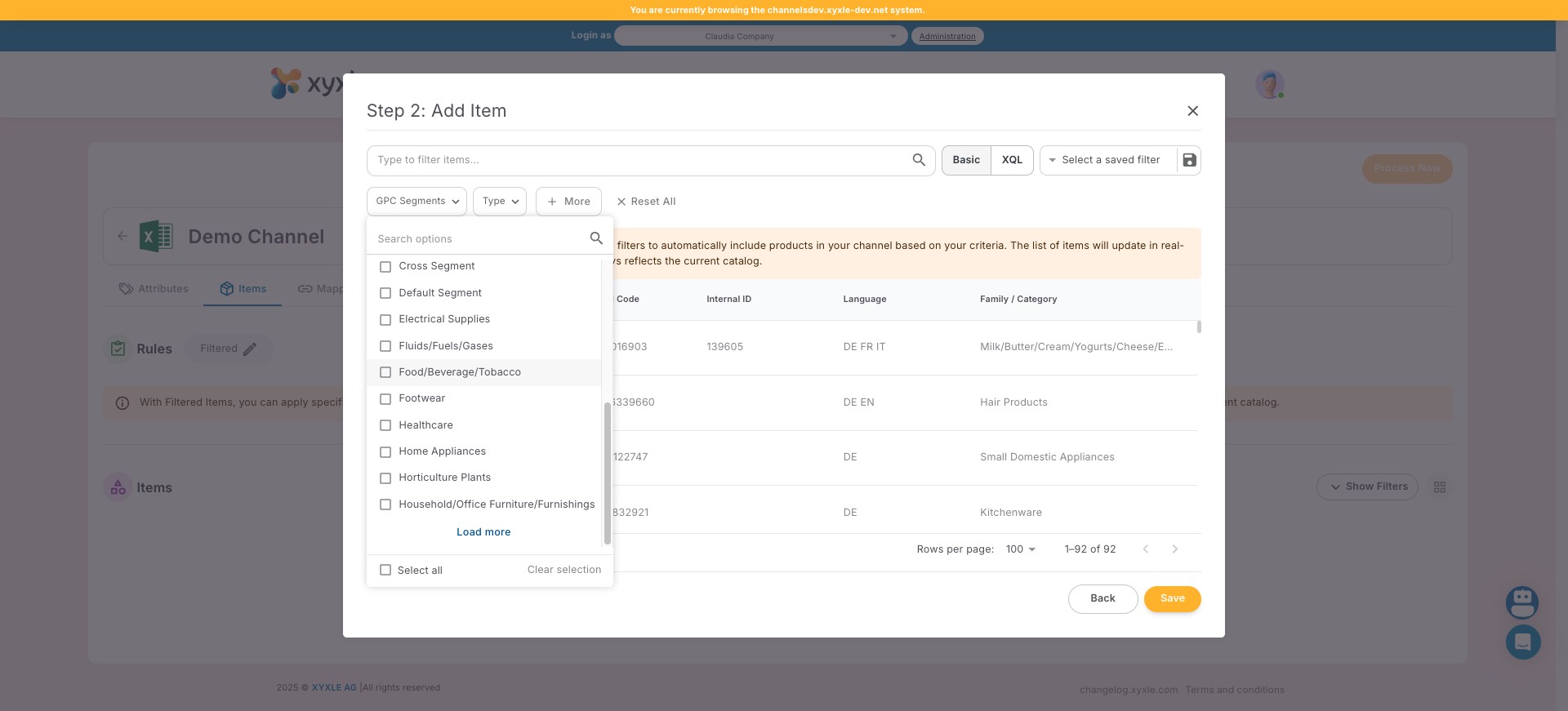 For this example we have used "Food/Beverage/Tobacco".