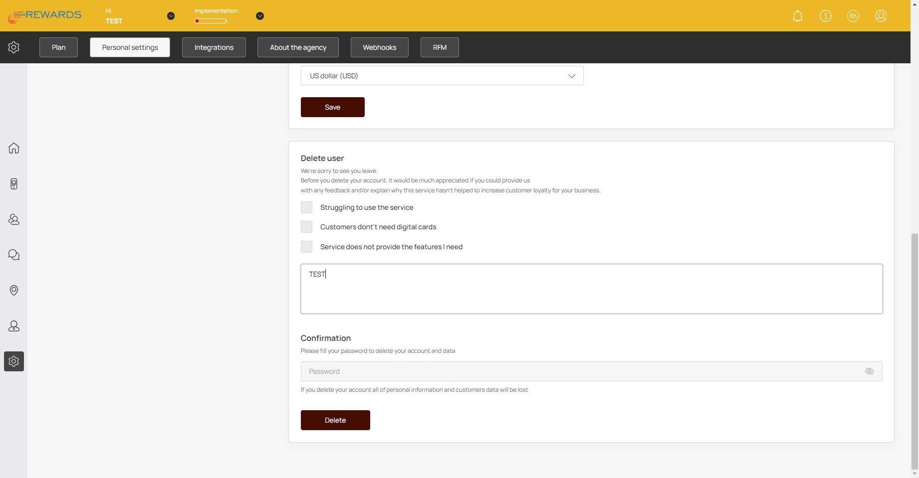 Enter your password to confirm account deletion