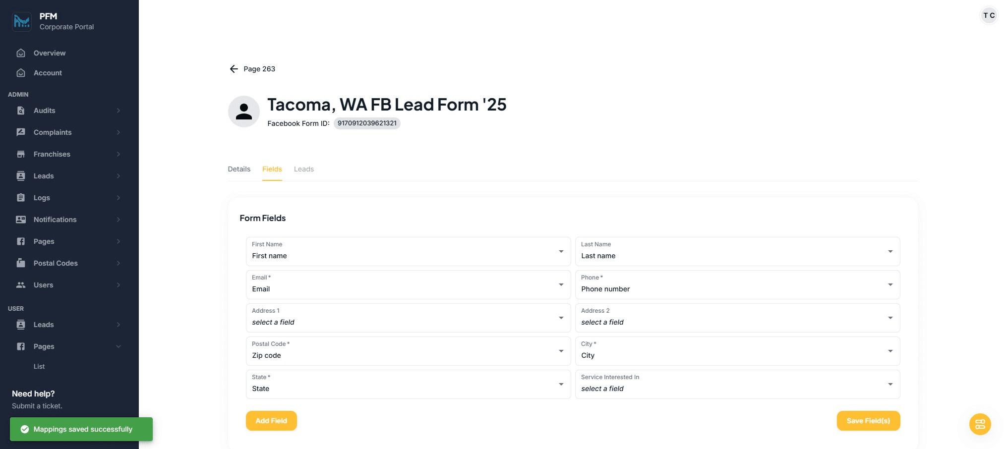 You should see this confirmation message.