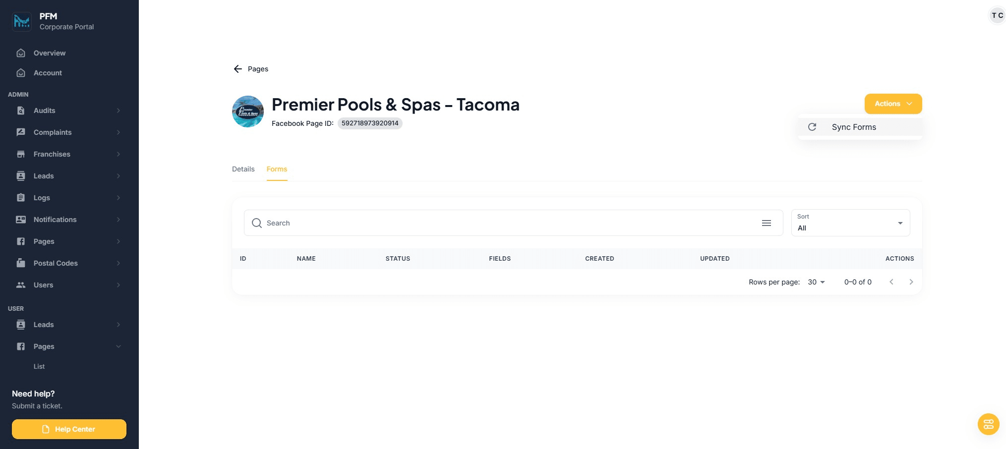 Click on "Sync Forms"