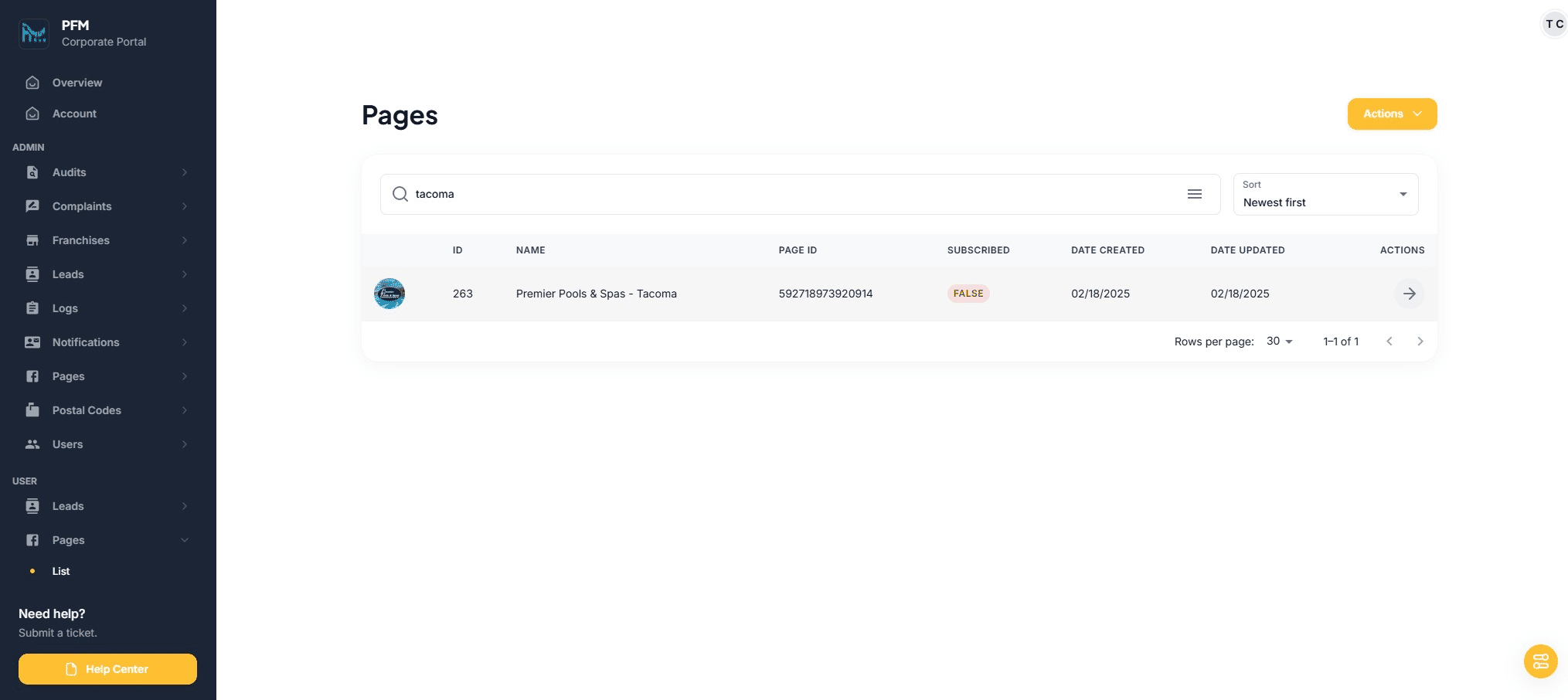 If newly or already synced - - Click the arrow