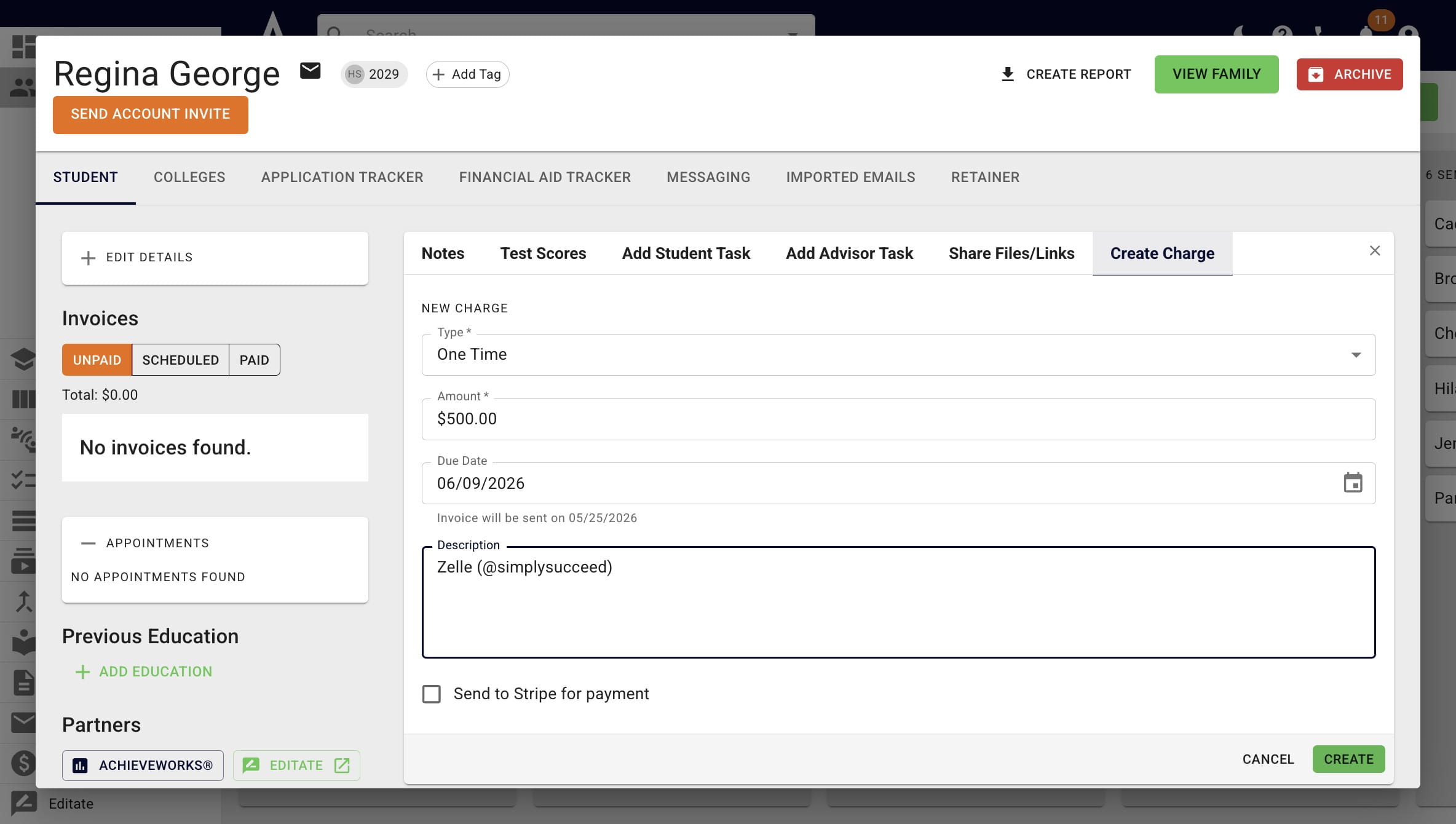 If someone is paying via Zelle, check, or similar uncheck the box.