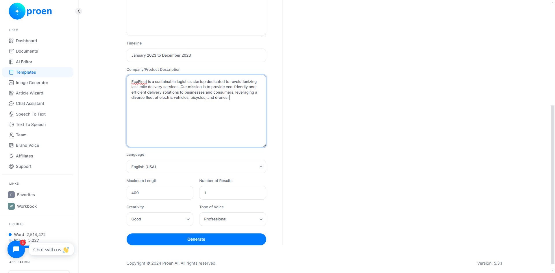 **Optional**: curate the content that will be generated 
