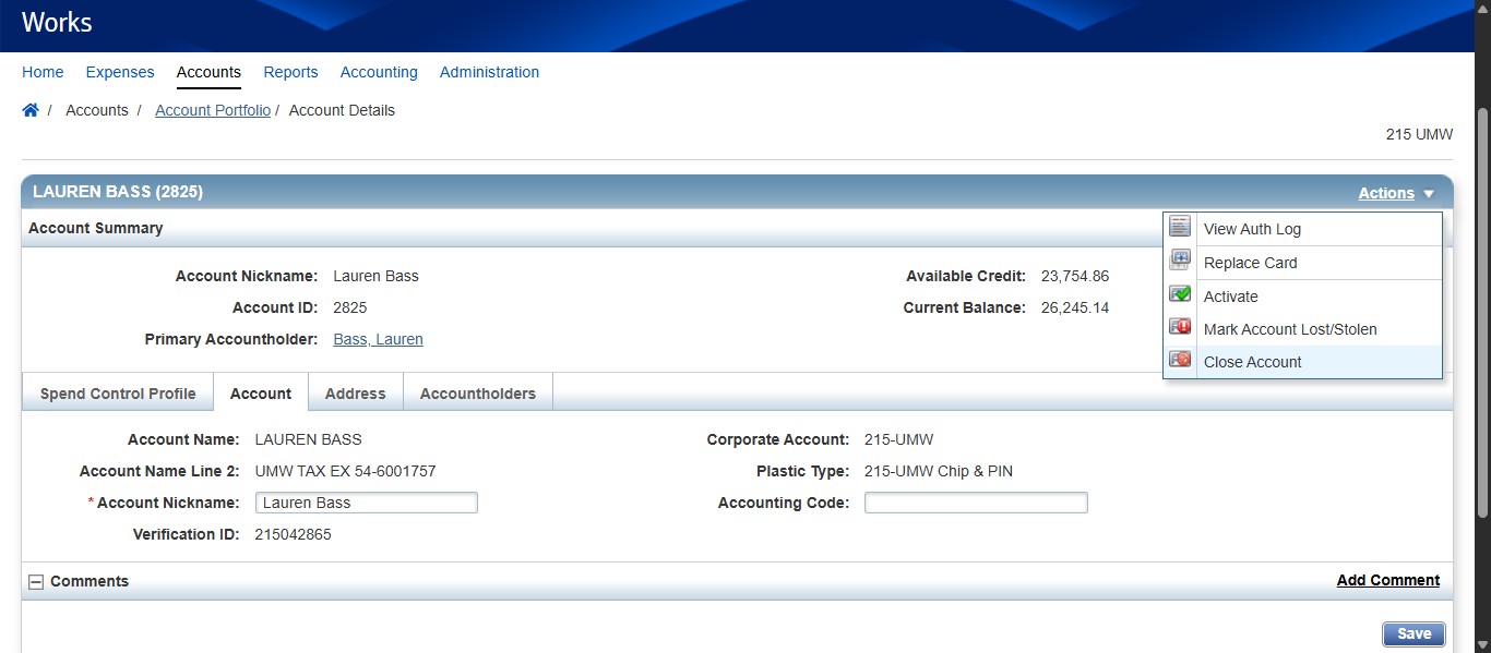 Select Close Account.