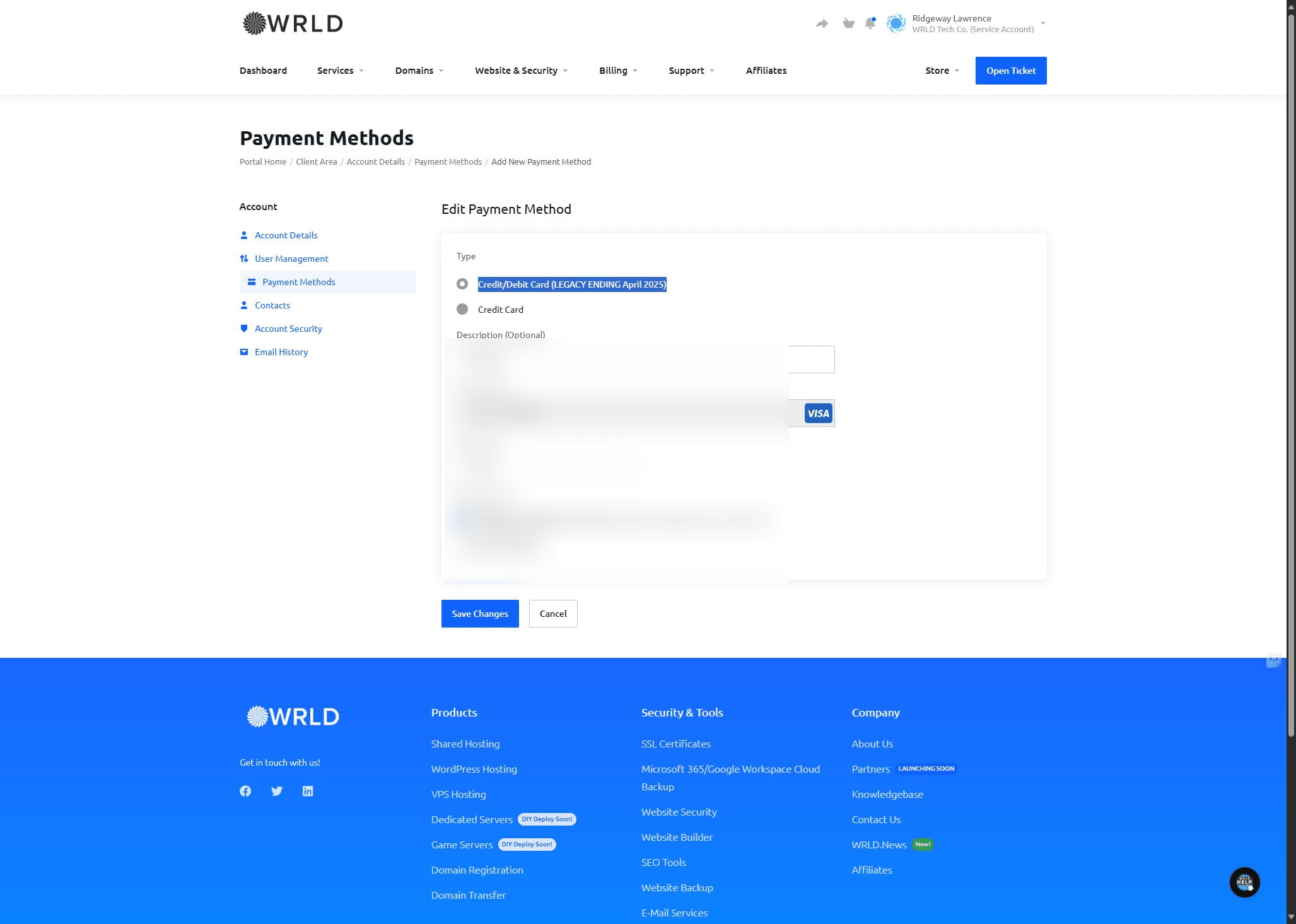 Head back to payment methods by clicking this link