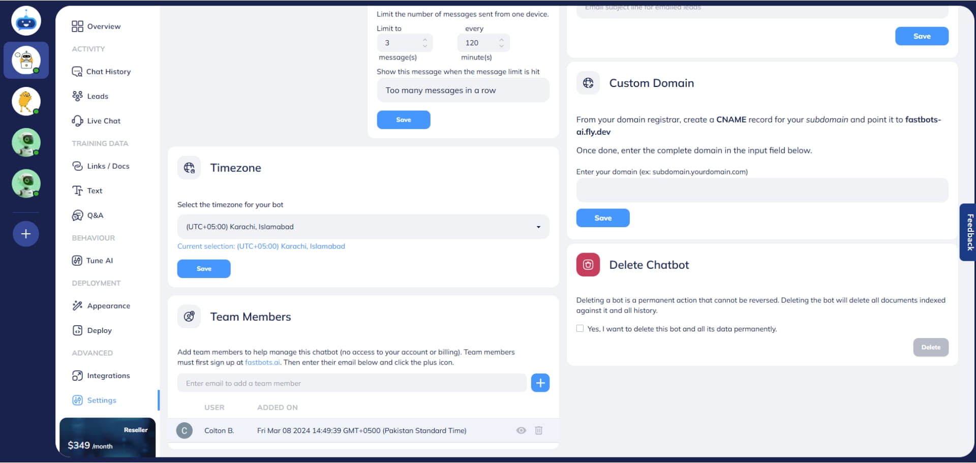 After you have added a collaborator, you can also control the level of access the user can have. To view the permission settings for the user, click on the "View Permissions" button.