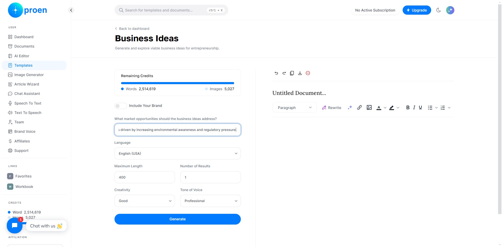 **Optional**: curate the content that will be generated 