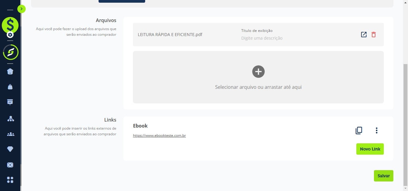 Após adicionar o conteúdo do e-book, clique em Salvar.
