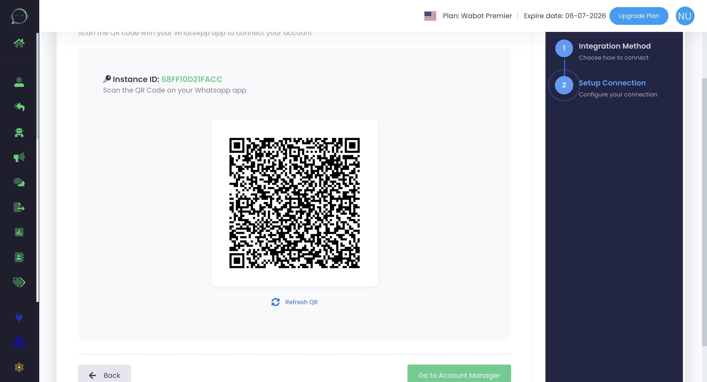 Scan the QR code using your WhatsApp