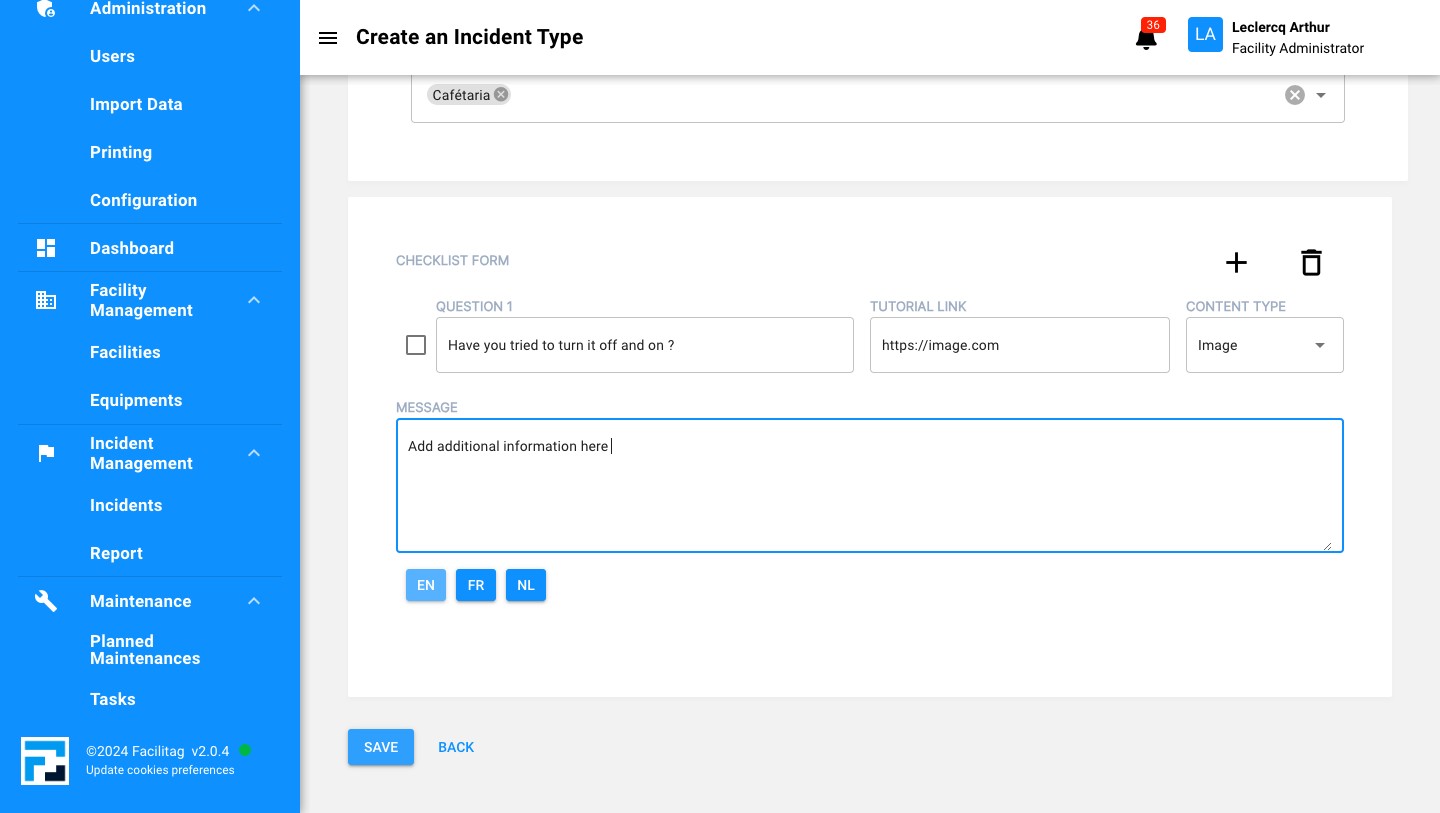 Add written information in the message box 