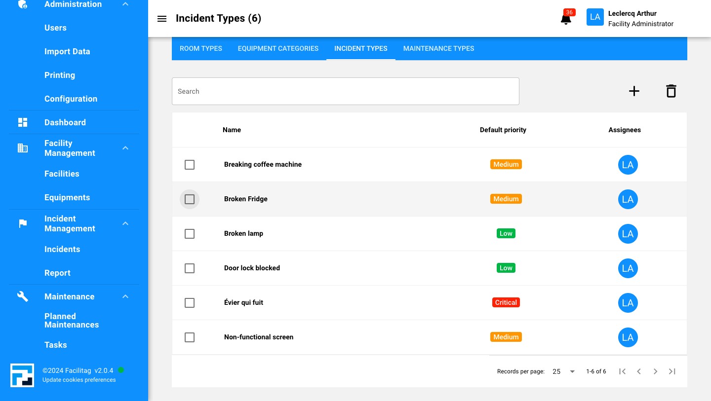 Select the right incident type