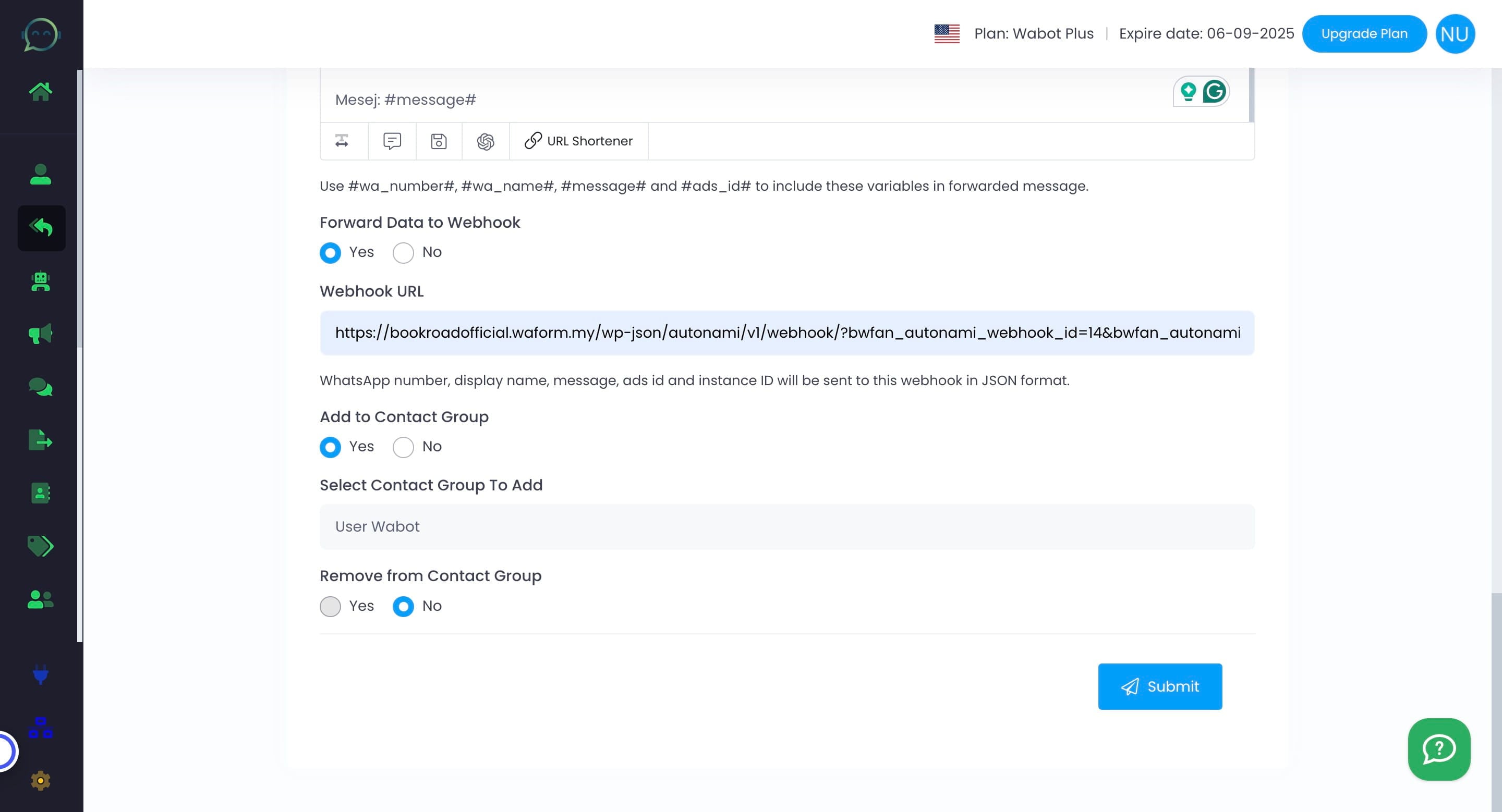 You can also remove them from a certain contact group by clicking "yes" here