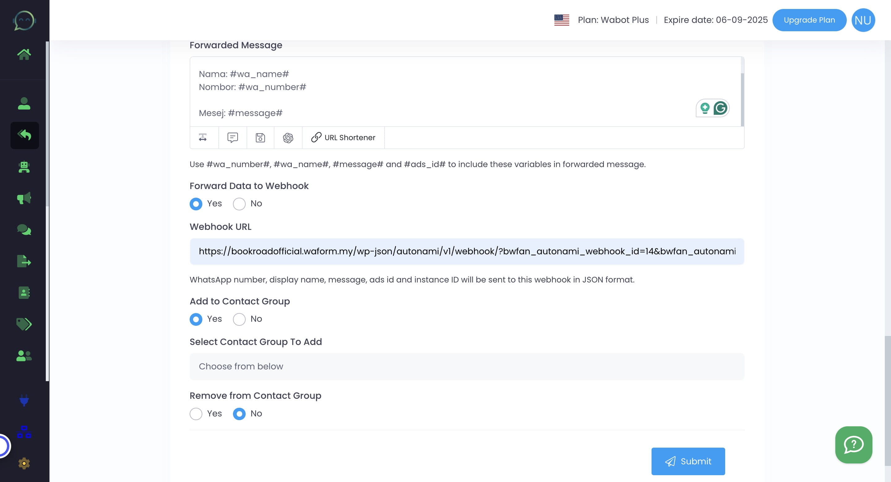 You can also choose to add the leads to any contact group in Wabot. Please select the contact group where you'd like to add the leads in Wabot.