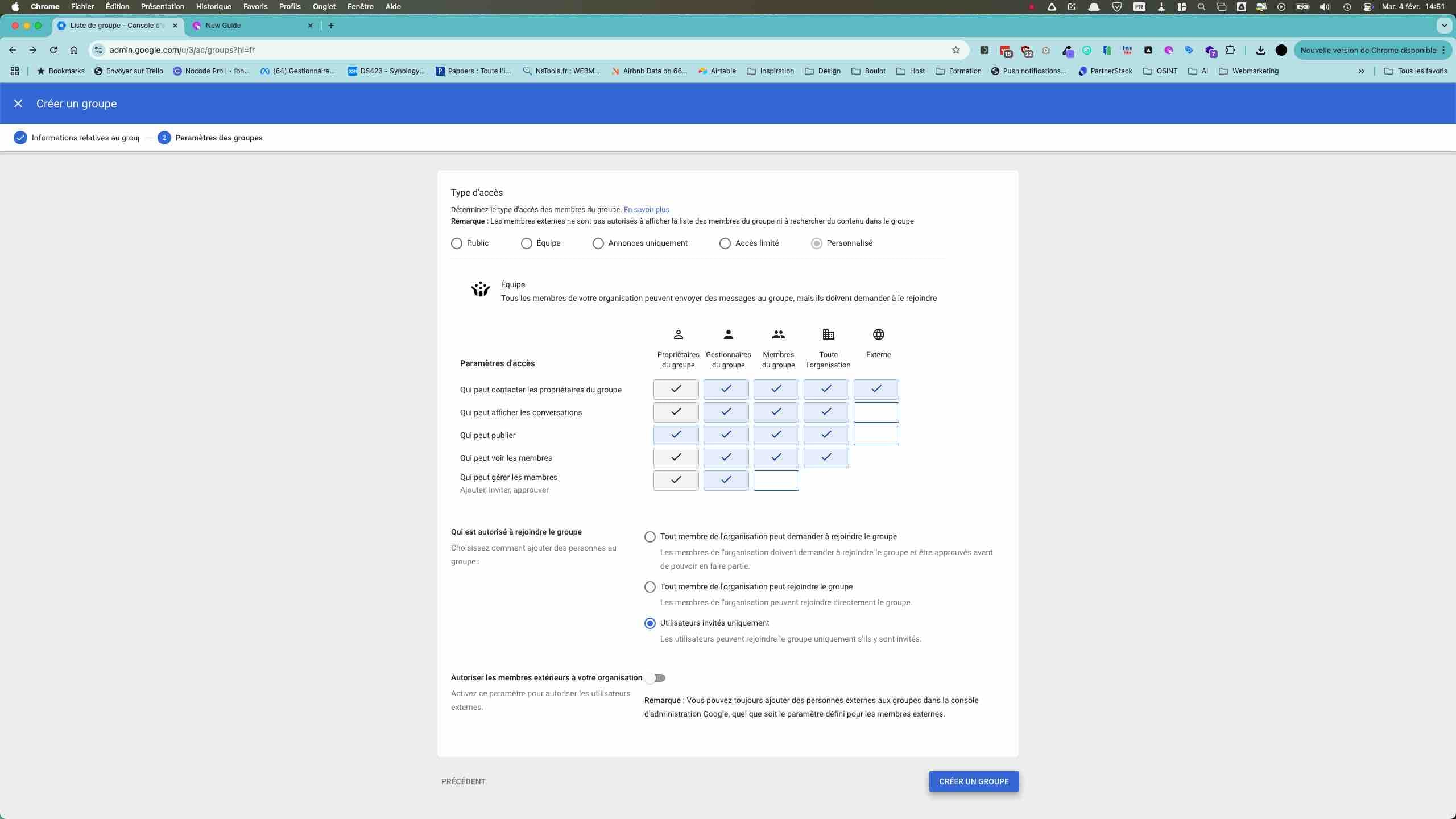 Cliquez sur **Créer un groupe**.